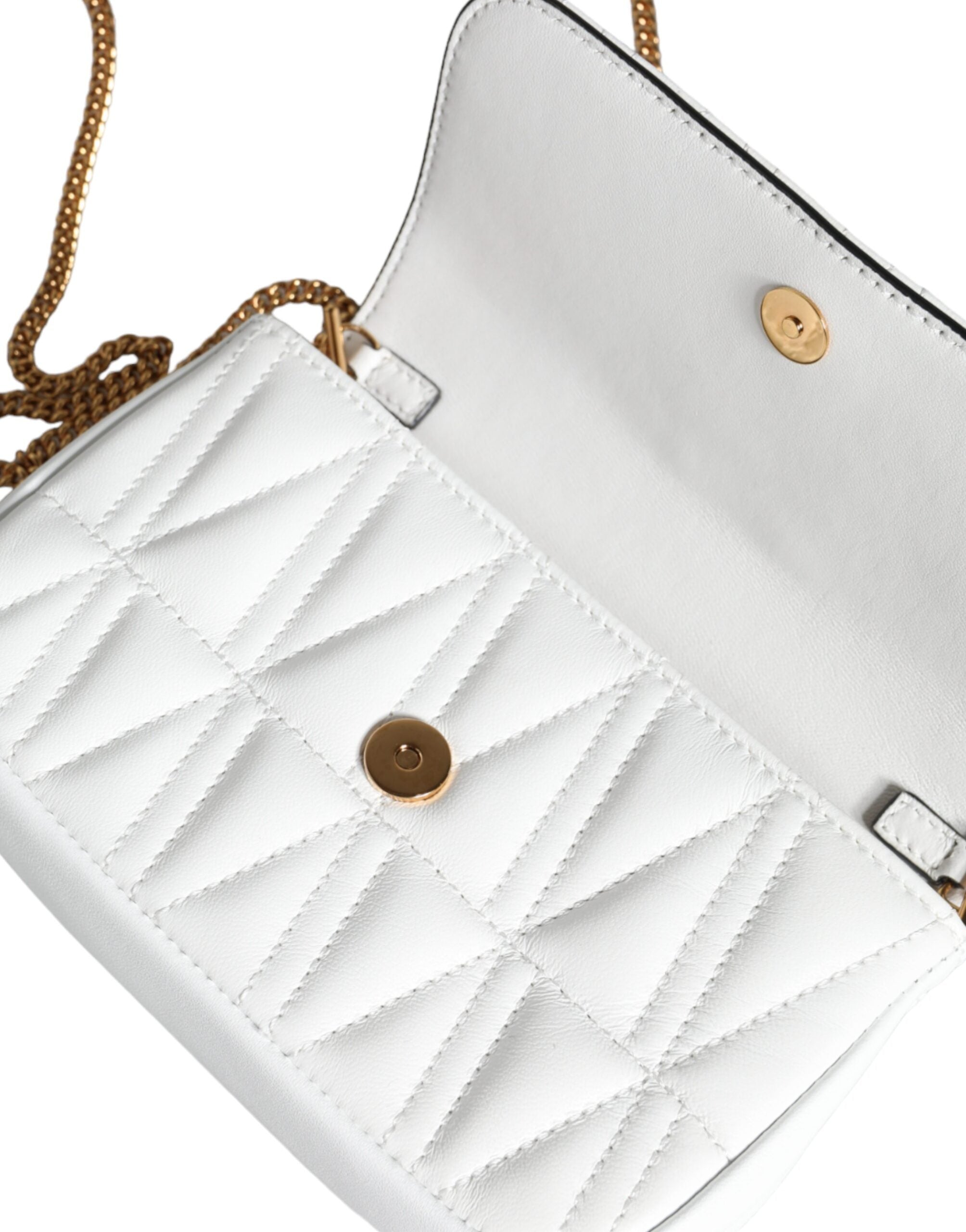 Versace Quilted Nappa Leather Crossbody Shoulder White Bag