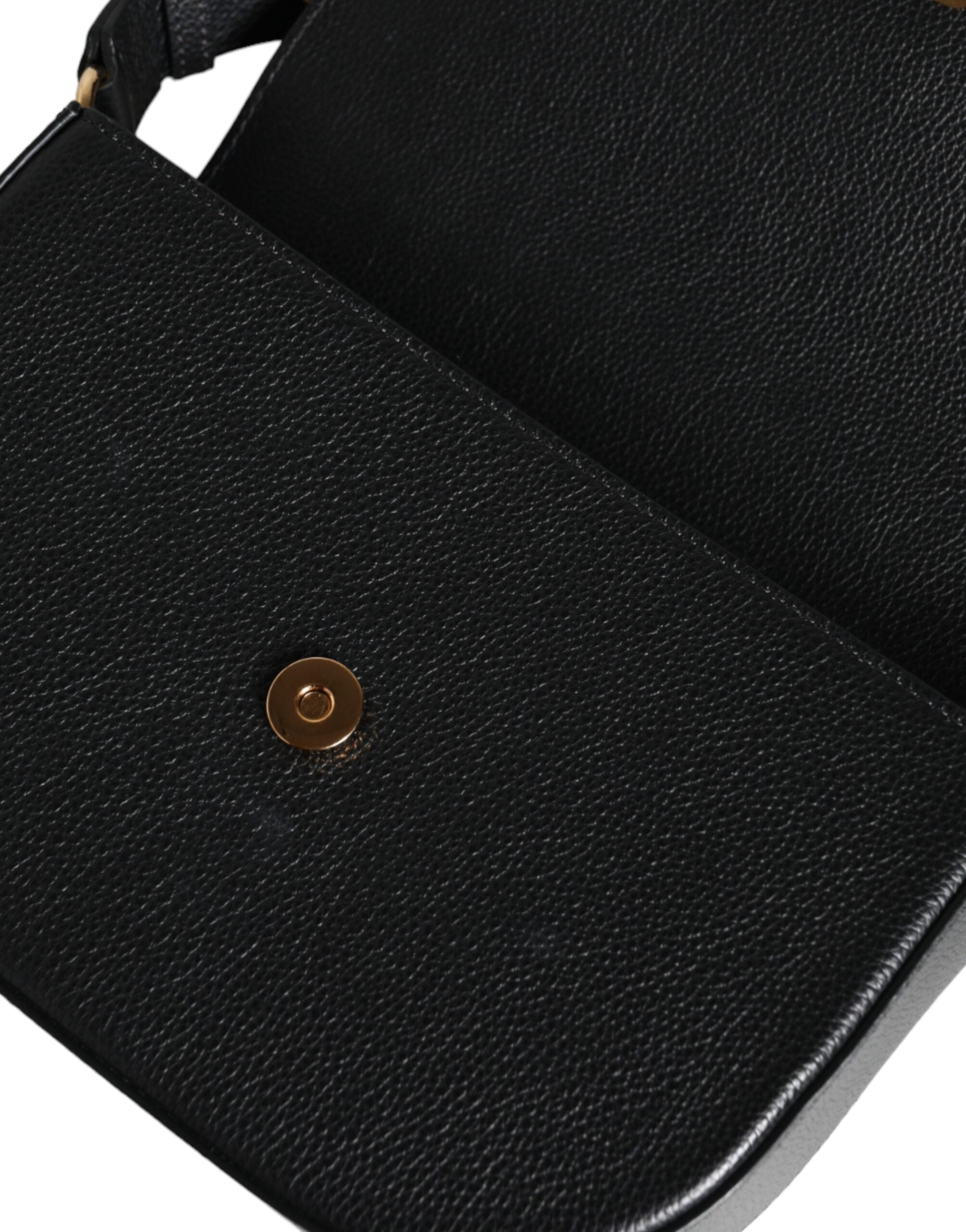 Versace Grainy Calf Leather Logo Crossbody Shoulder Black Bag