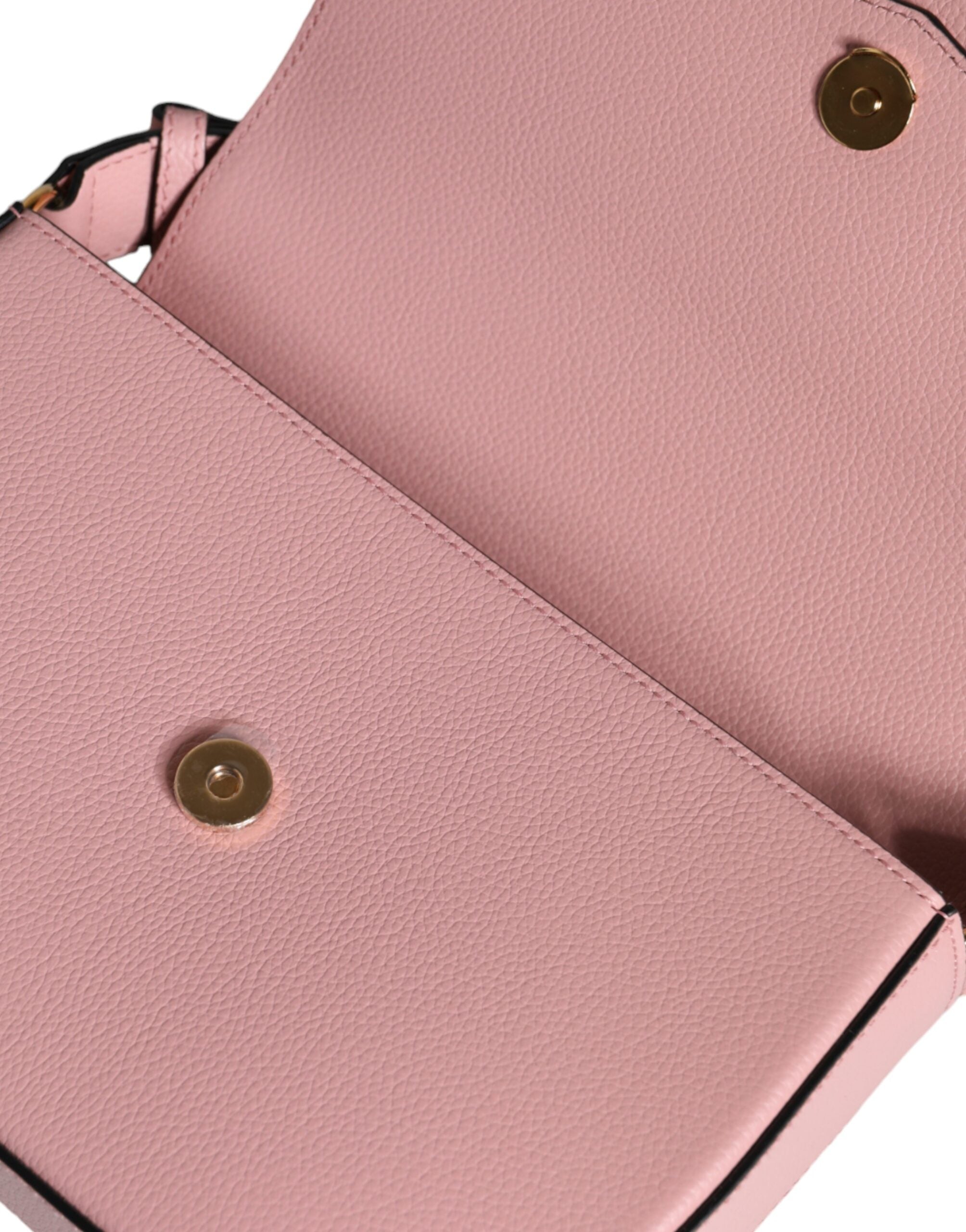 Versace Grainy Calf Leather Logo Crossbody Shoulder Pink Bag
