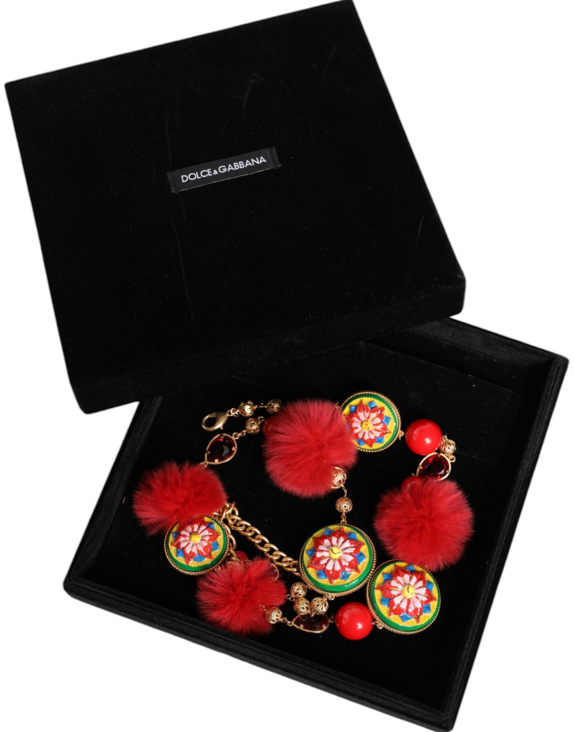 Dolce & Gabbana Brass Fur Crystal Waist Torero Gold Red Belt