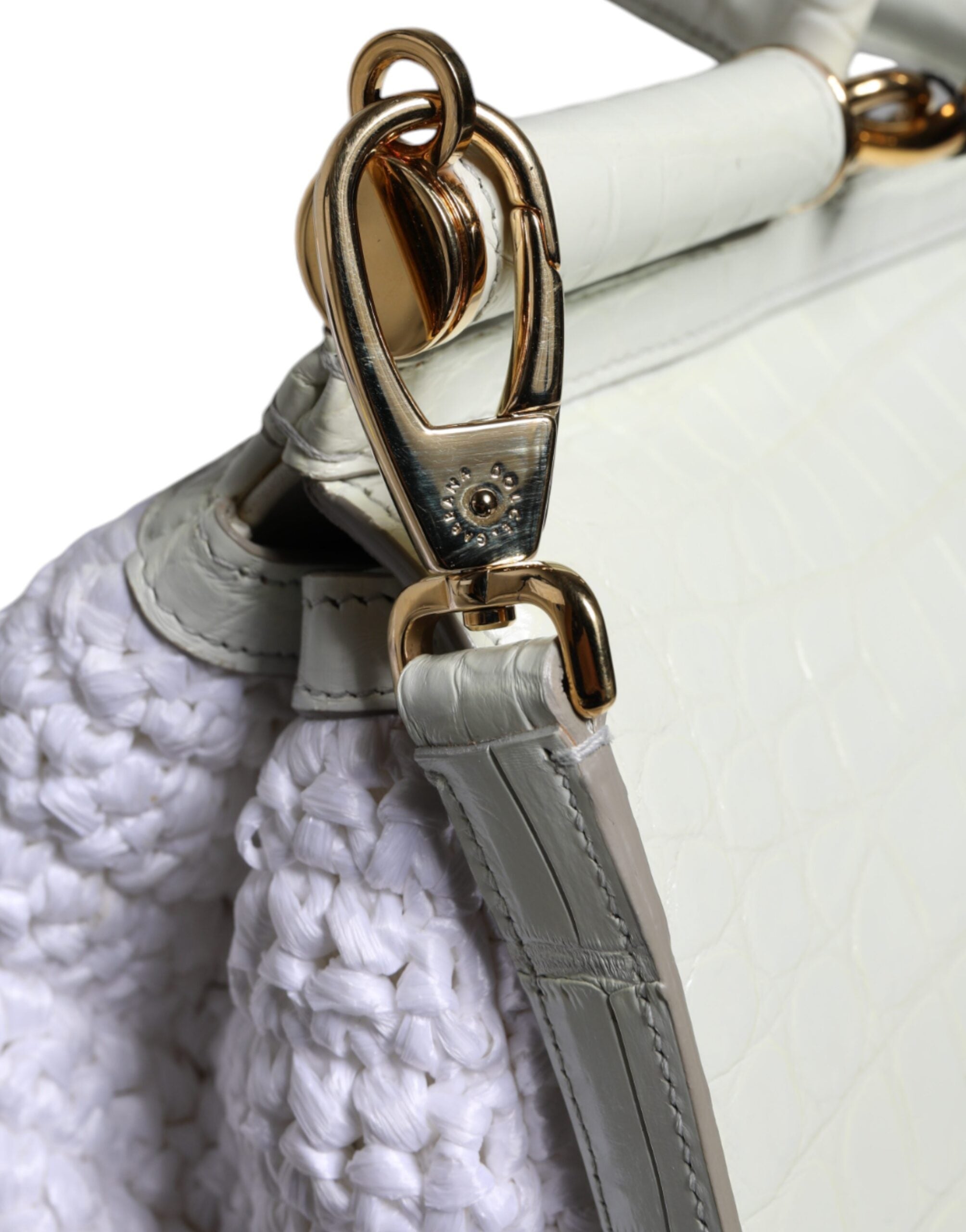 Dolce & Gabbana Rafia Leather Sicily Crossbody White Bag
