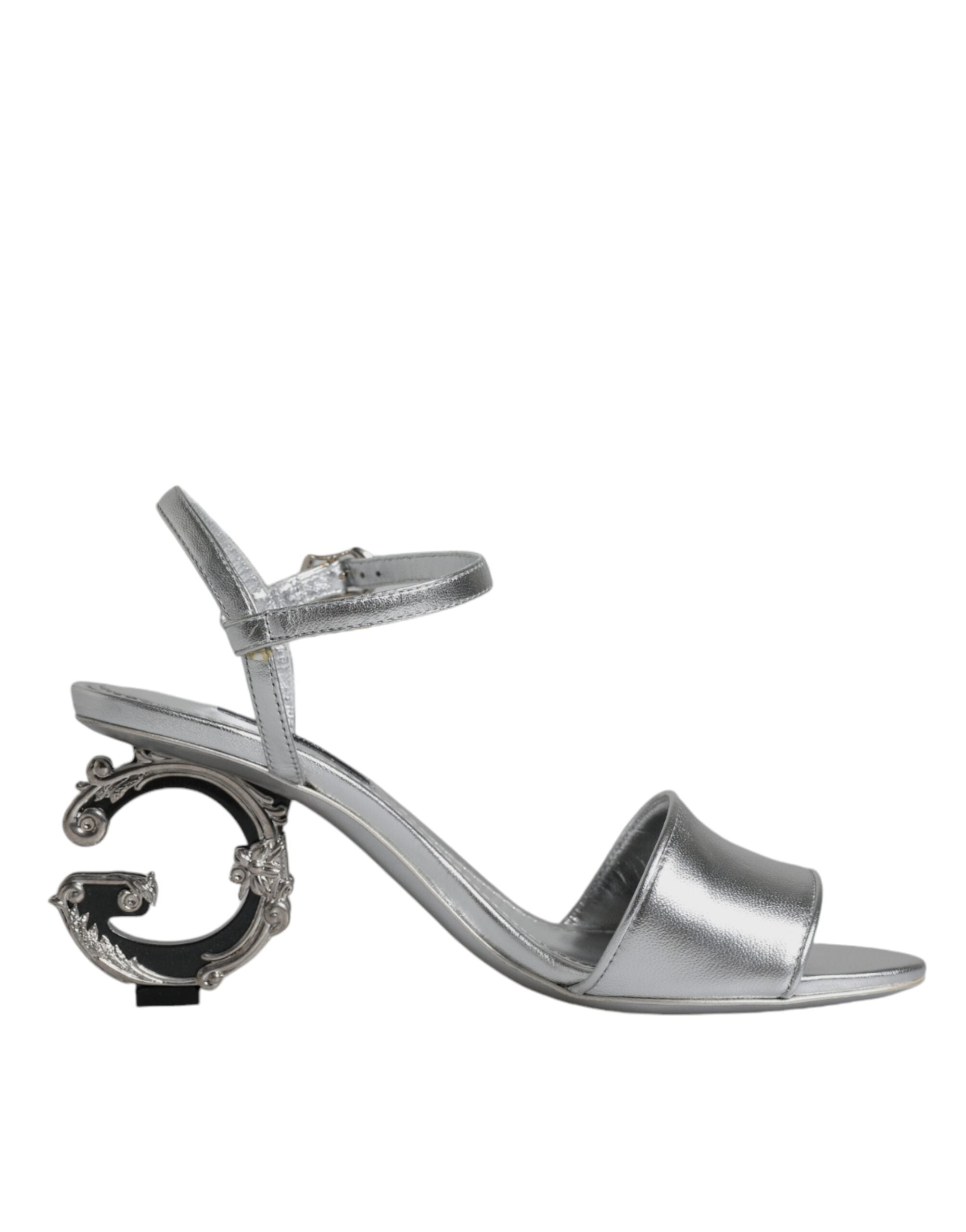 Dolce & Gabbana Silver Keira Heels Ankle Strap Sandals Shoes