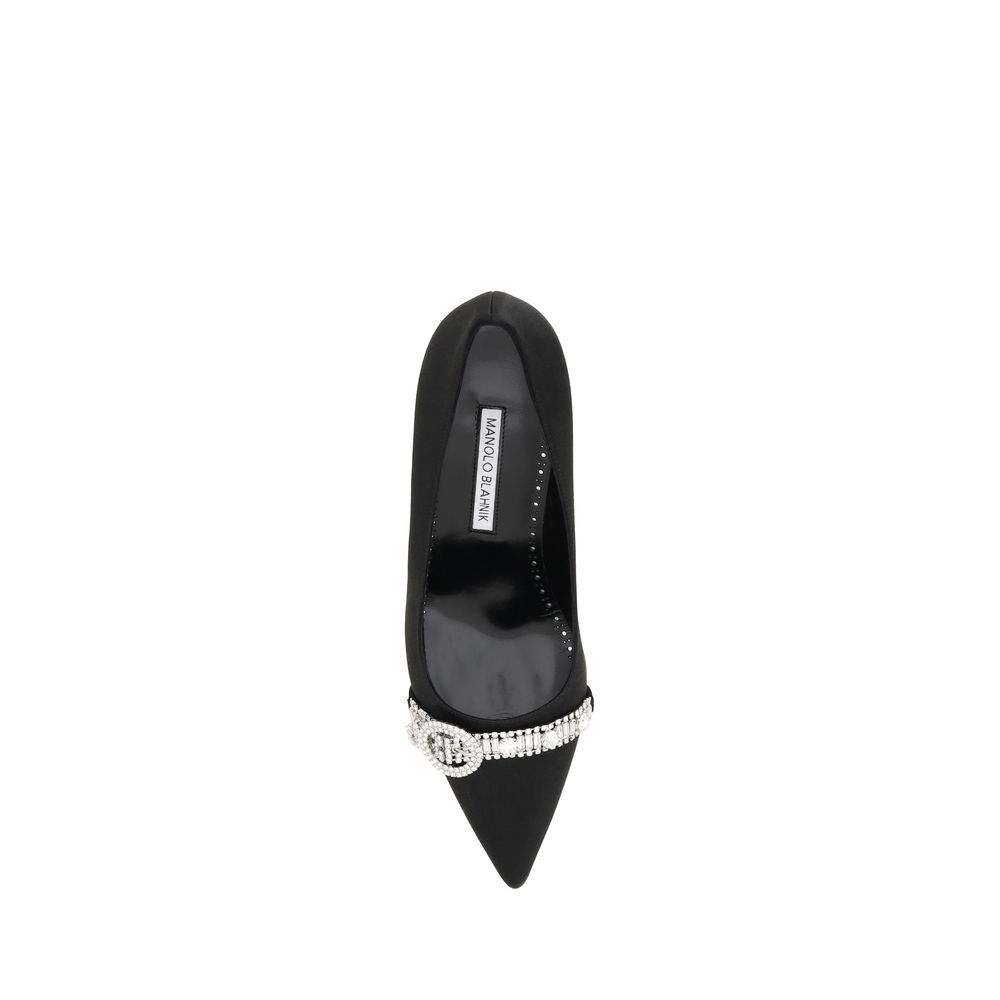 Manolo Blahnik Black Satin Asapump Pumps