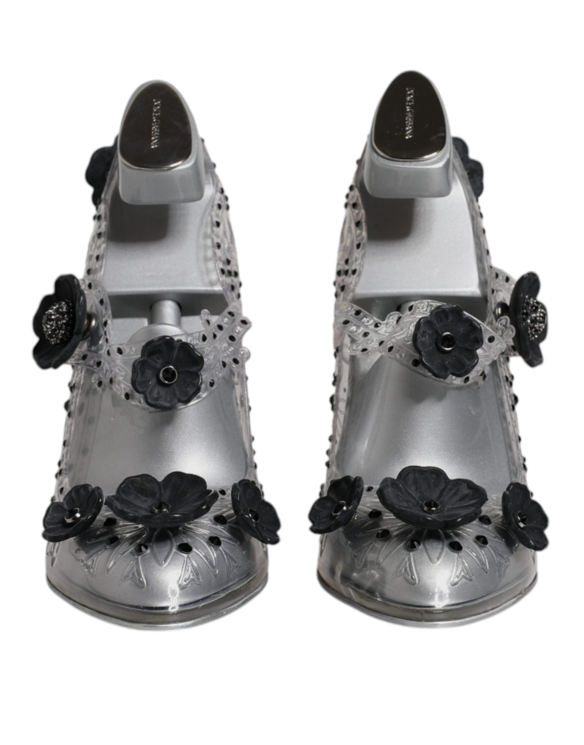 Dolce & Gabbana Clear Floral Crystal Cinderella Heels Shoes