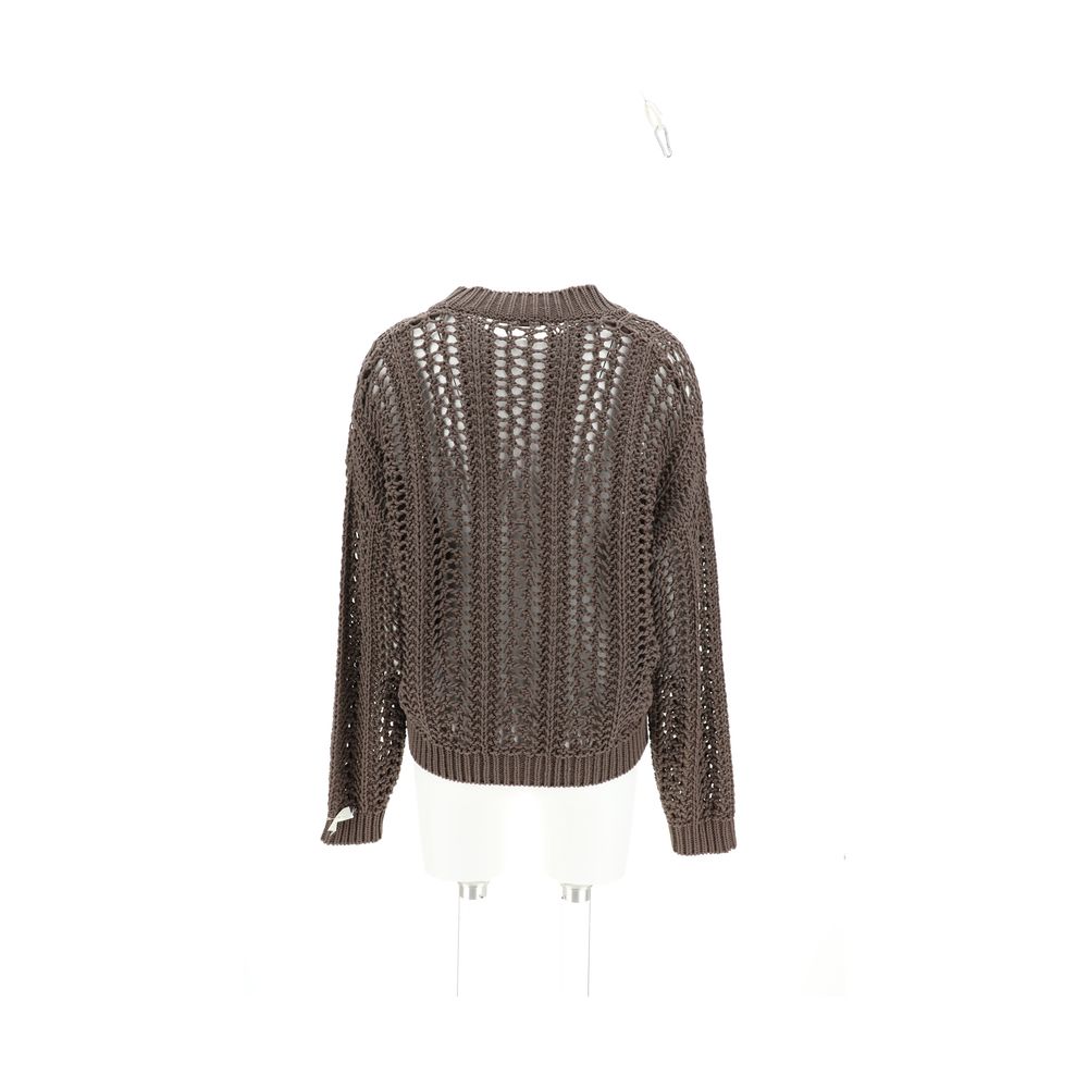 Brunello Cucinelli Cardigan In Perforated Knit