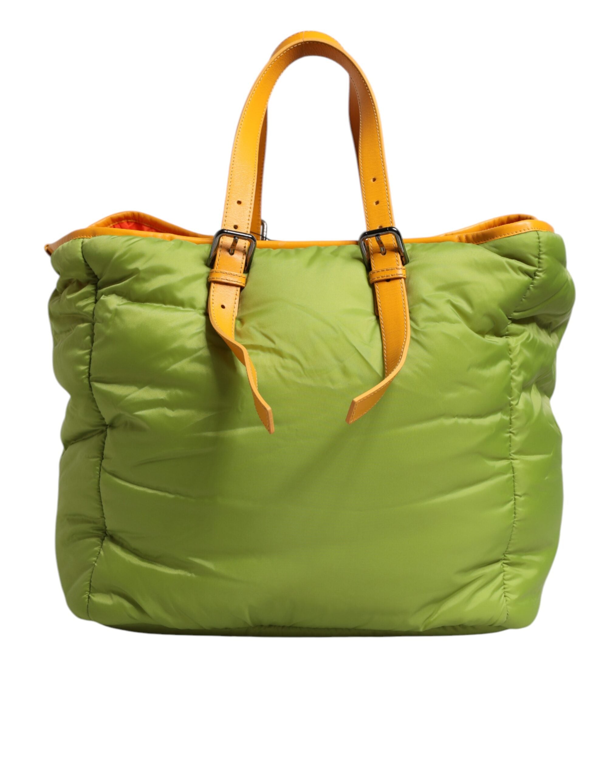 Dolce & Gabbana Nylon Padded Logo Plaque Tote Crossbody Green Bag