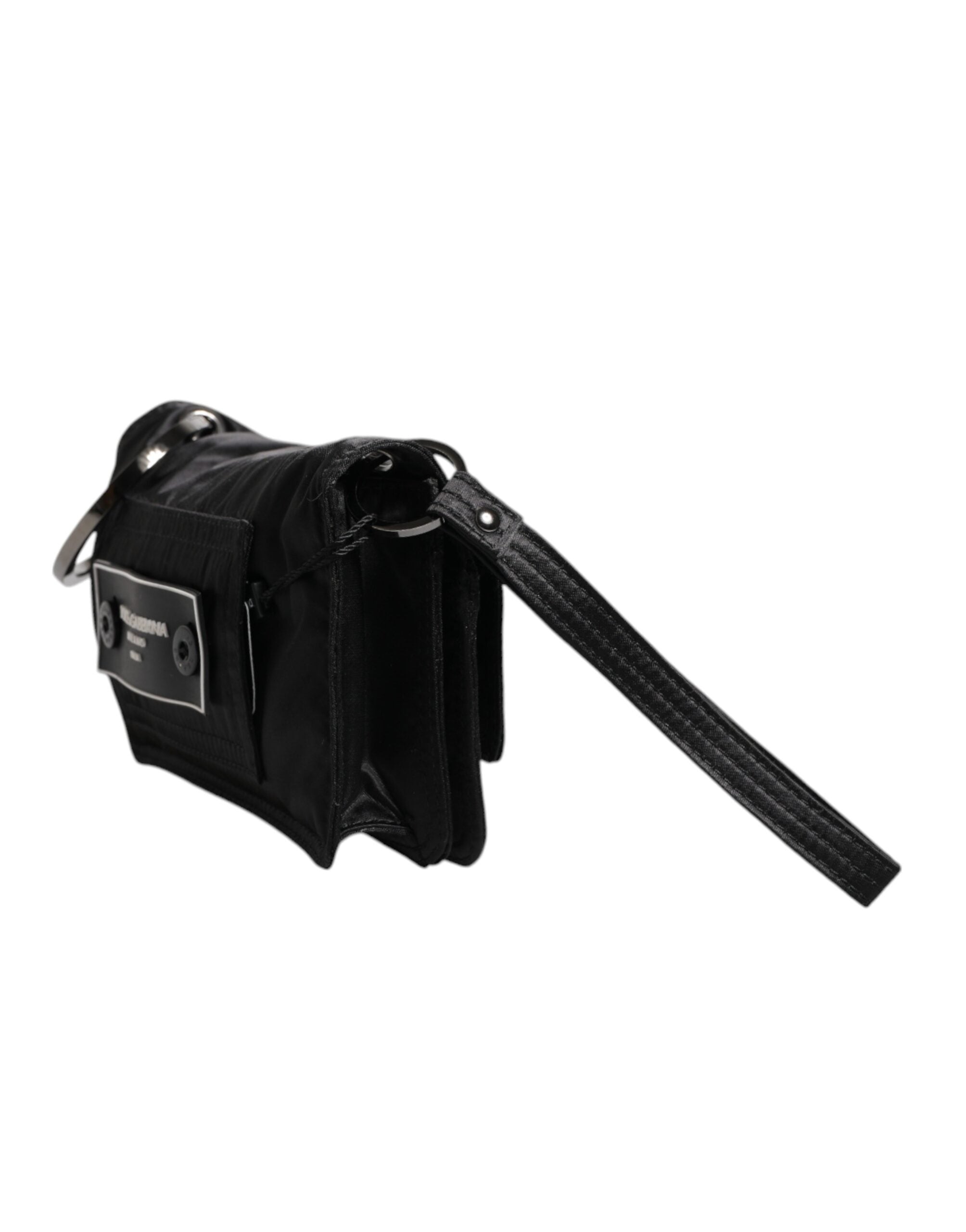 Dolce & Gabbana Fabric Logo Two Way Clutch Crossbody Black Bag