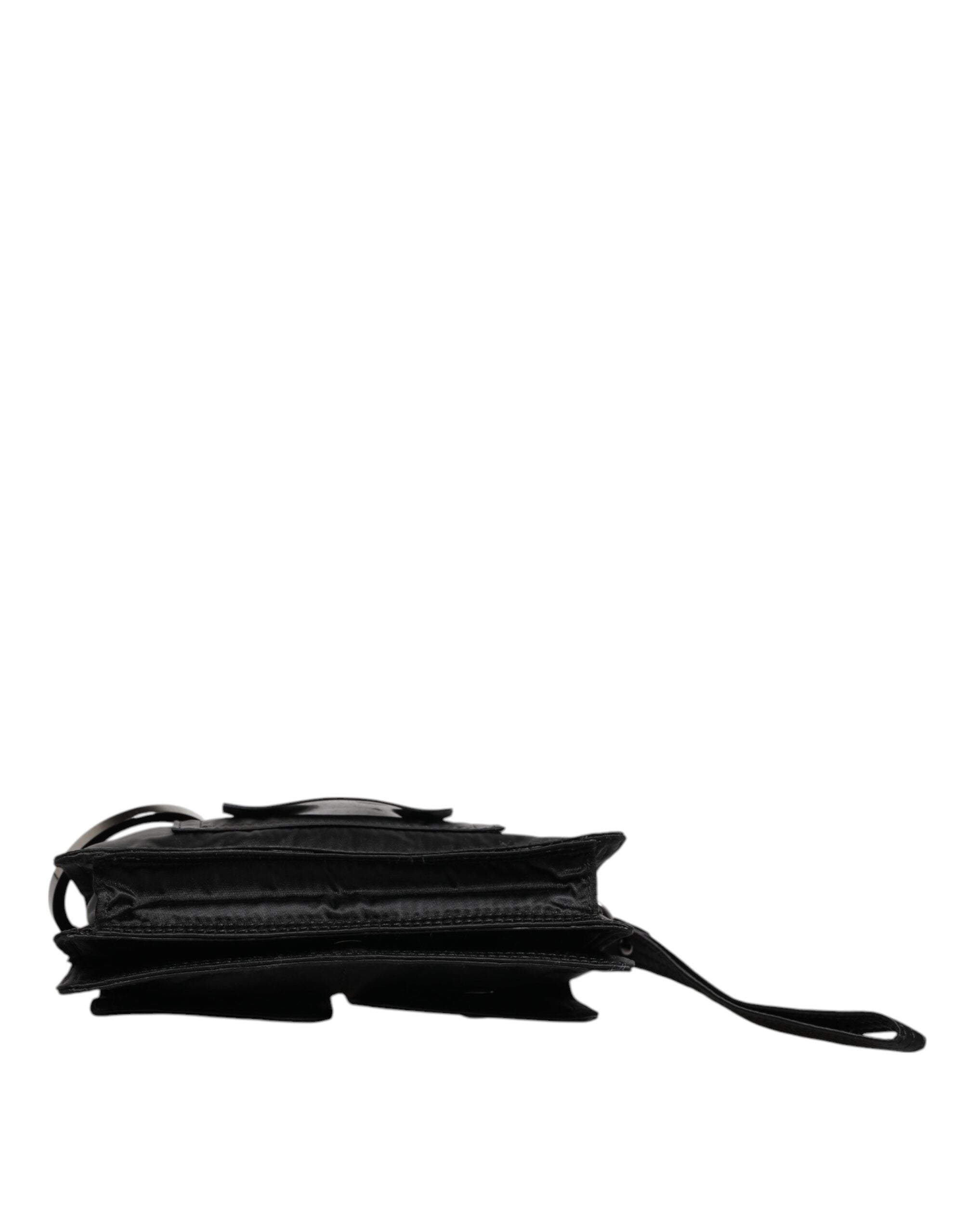 Dolce & Gabbana Fabric Logo Two Way Clutch Crossbody Black Bag