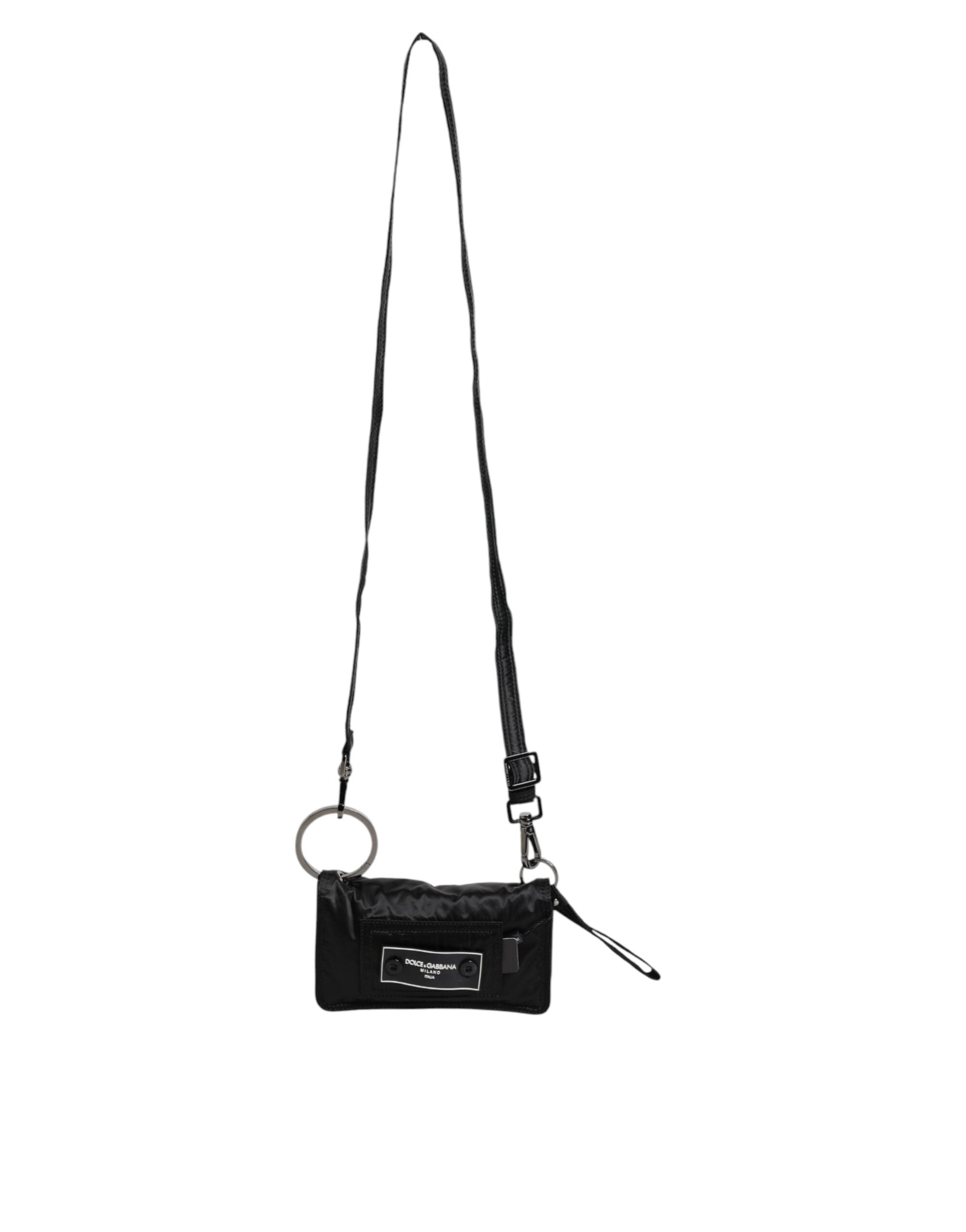 Dolce & Gabbana Fabric Logo Two Way Clutch Crossbody Black Bag