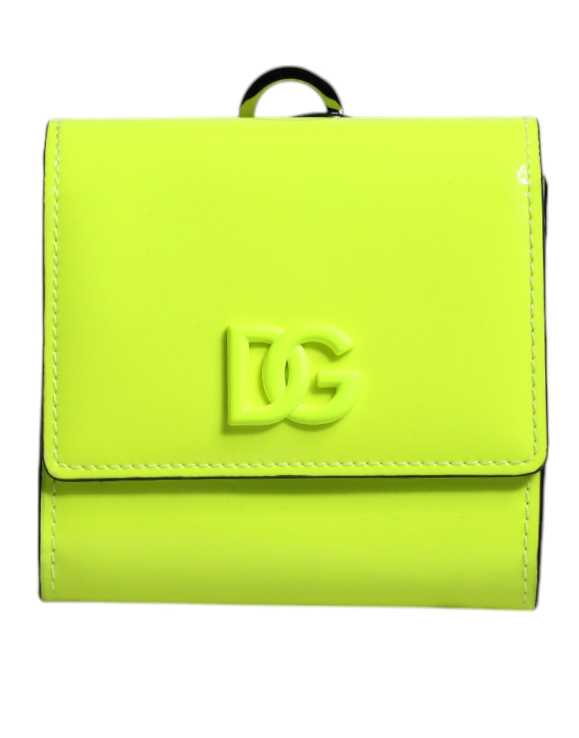 Dolce & Gabbana Bifold Dg Logo Neck Strap Cardholder Yellow Green Wallet