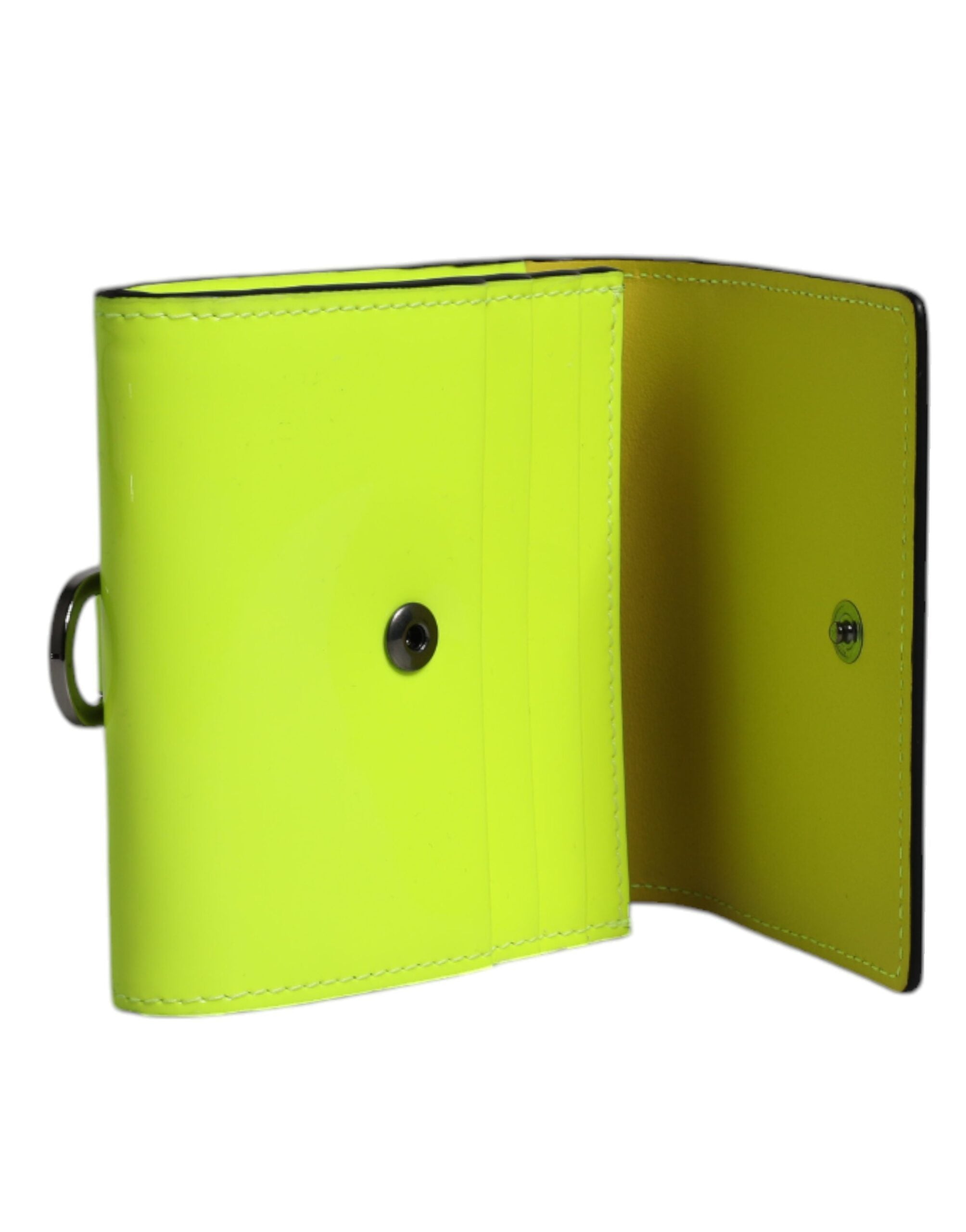 Dolce & Gabbana Bifold Dg Logo Neck Strap Cardholder Yellow Green Wallet