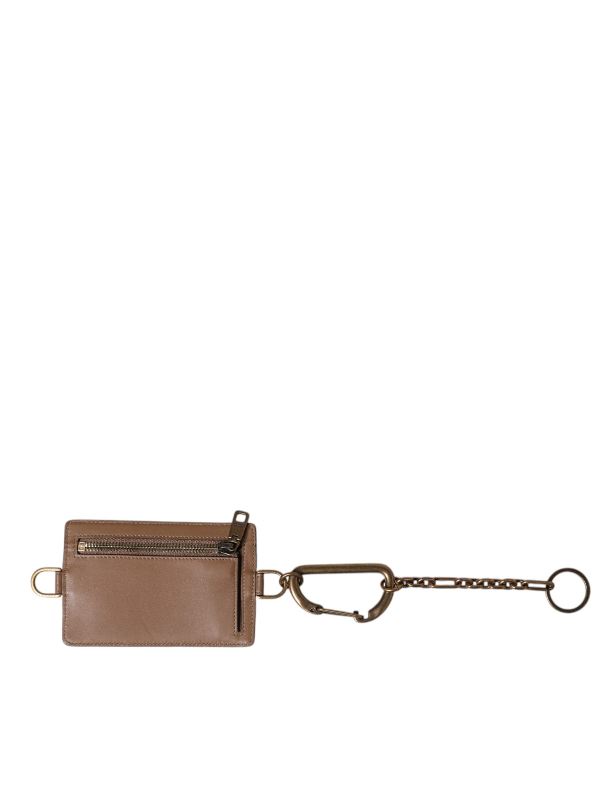 Dolce & Gabbana Exotic Leather Card Holder Dg Logo Plaque Brown Wallet