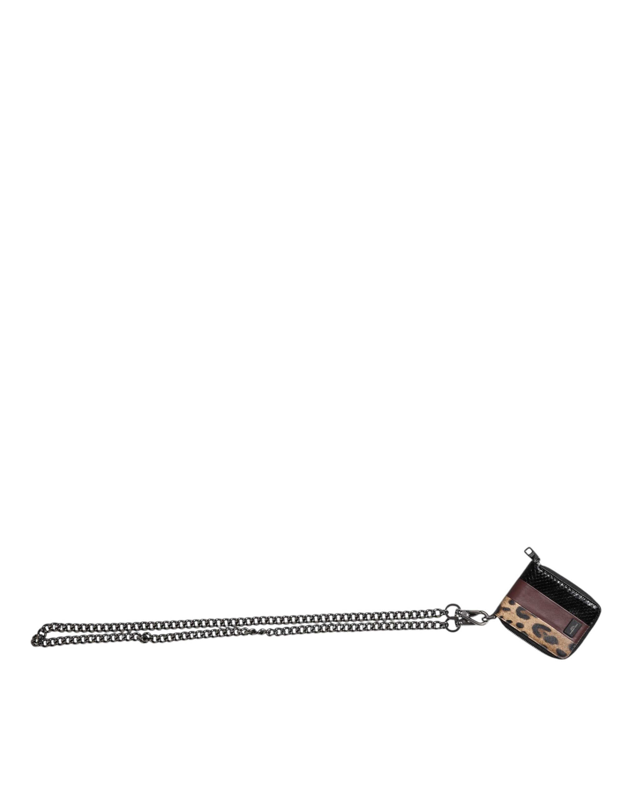 Dolce & Gabbana Leopard Leather Dg Bifold Card Holder Multicolor Wallet