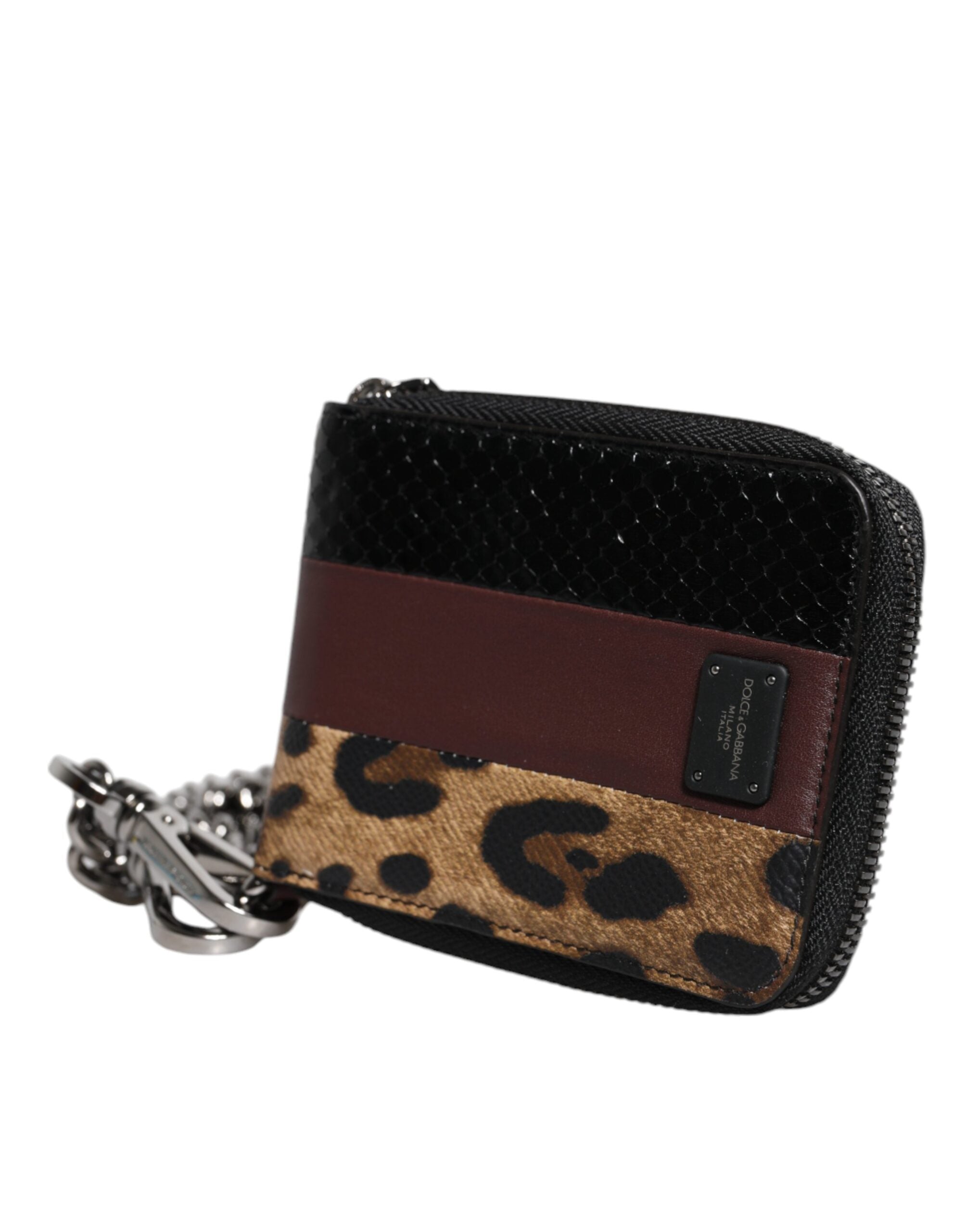 Dolce & Gabbana Leopard Leather Dg Bifold Card Holder Multicolor Wallet