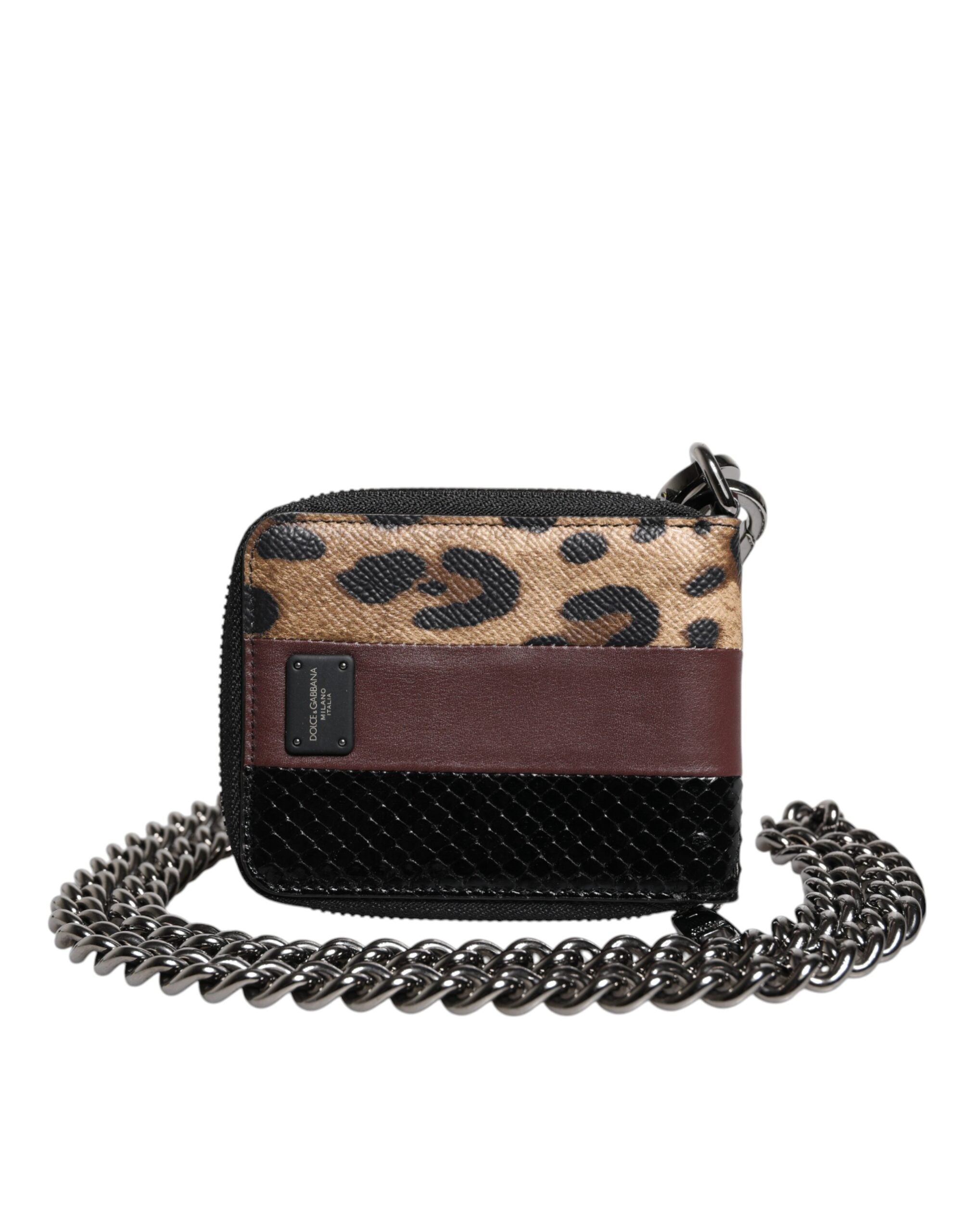 Dolce & Gabbana Leopard Leather Dg Bifold Card Holder Multicolor Wallet