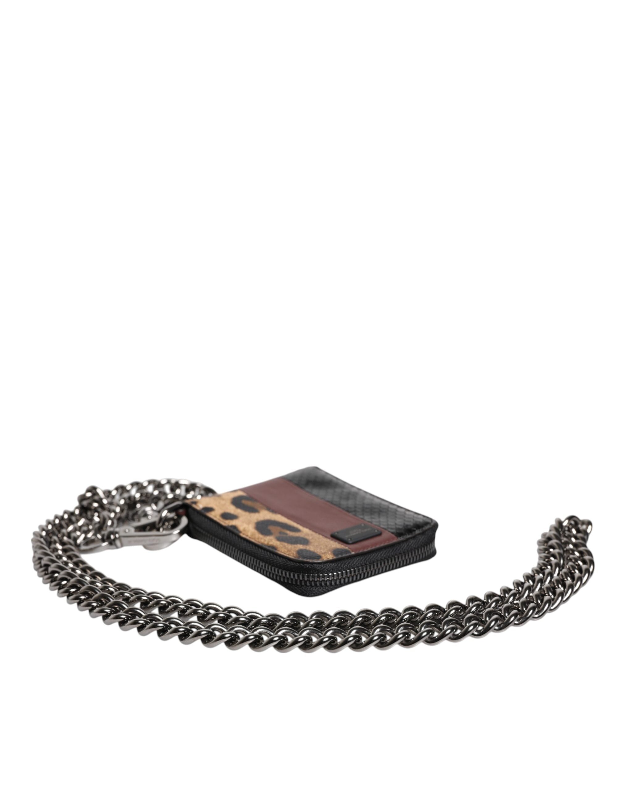 Dolce & Gabbana Leopard Leather Dg Bifold Card Holder Multicolor Wallet