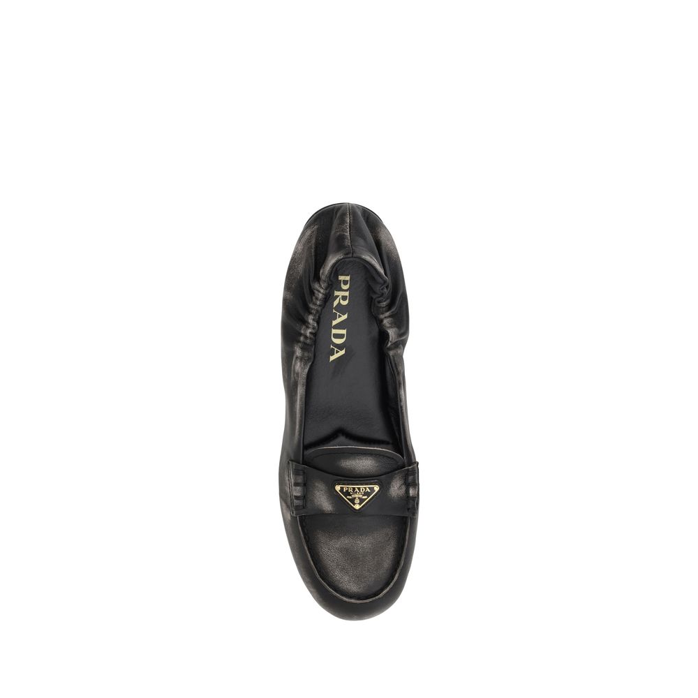 Prada Vintage-Effect Leather Loafers