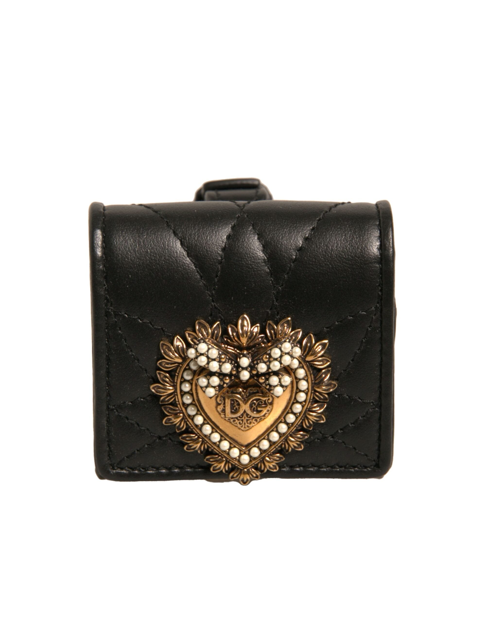 Dolce & Gabbana Leather Devotion Heart Strap Airpod Black Case