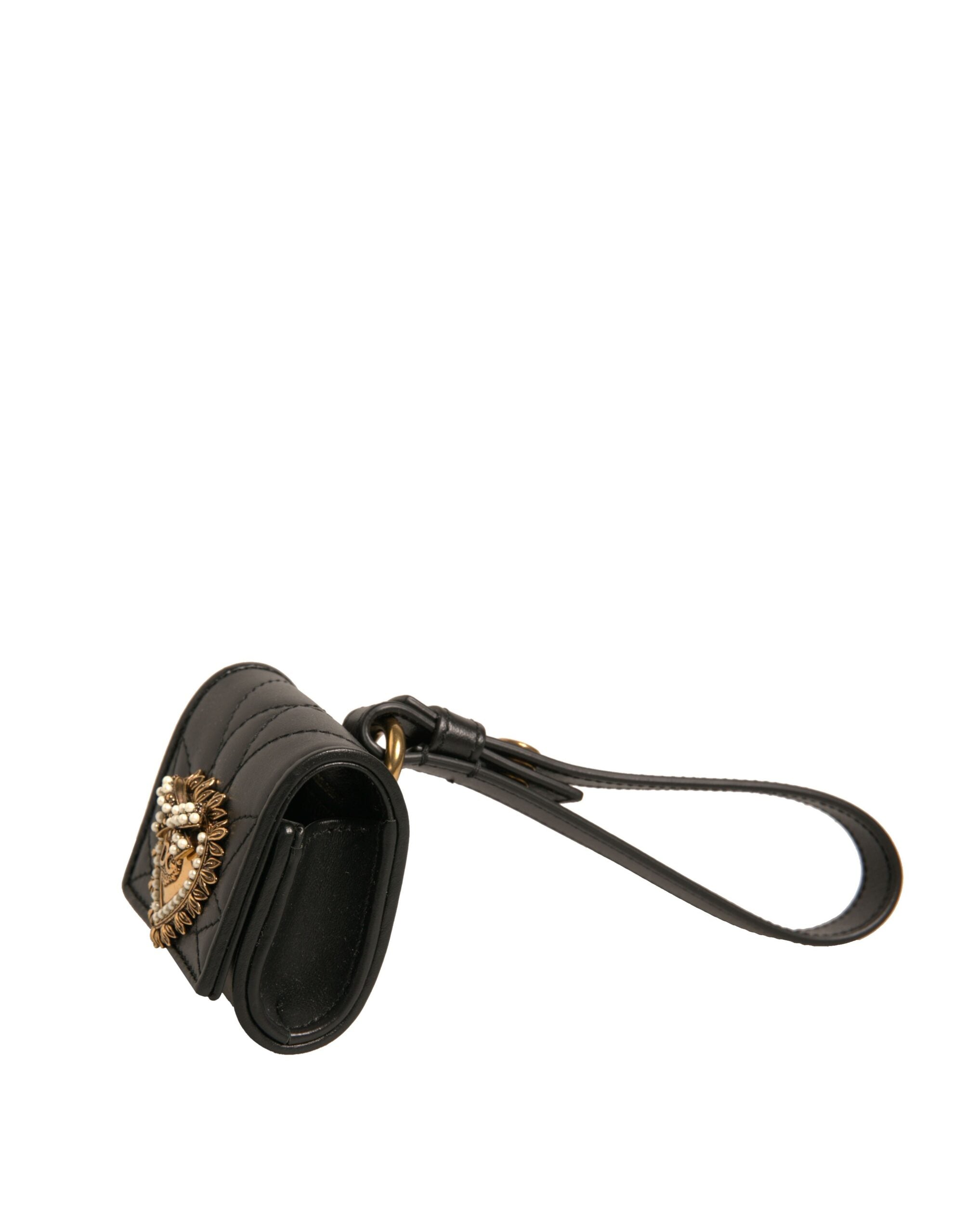 Dolce & Gabbana Leather Devotion Heart Strap Airpod Black Case