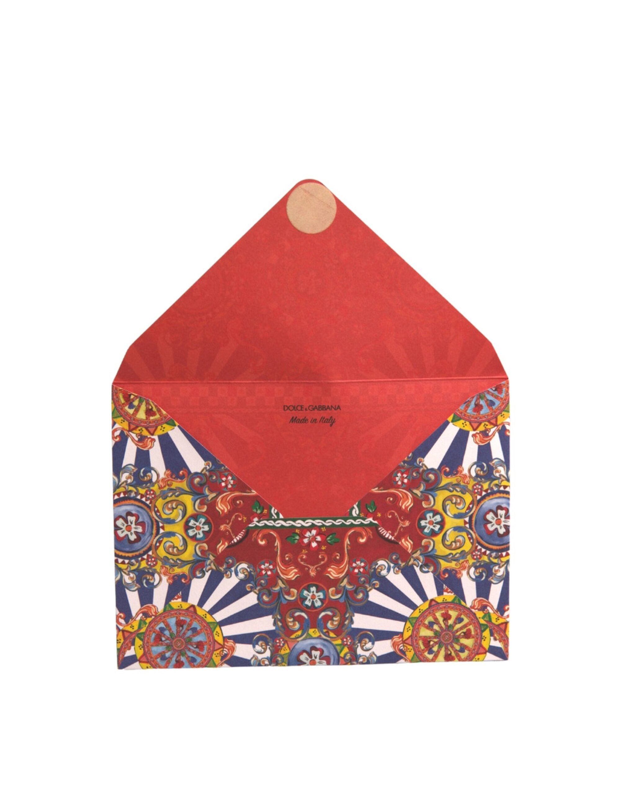 Dolce & Gabbana Carretto Siciliano Envelope Post Card Multicolor Holder