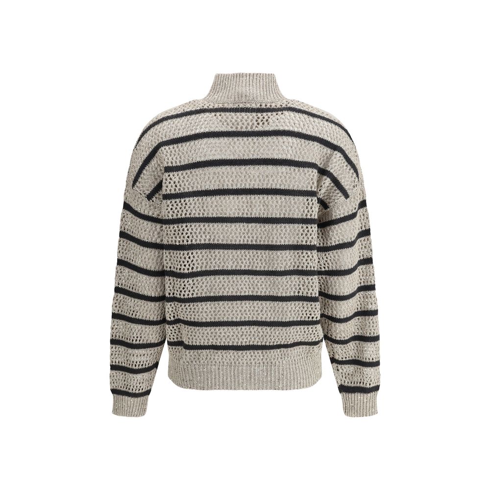 Brunello Cucinelli Open Knit Design Cardigan With Sequins