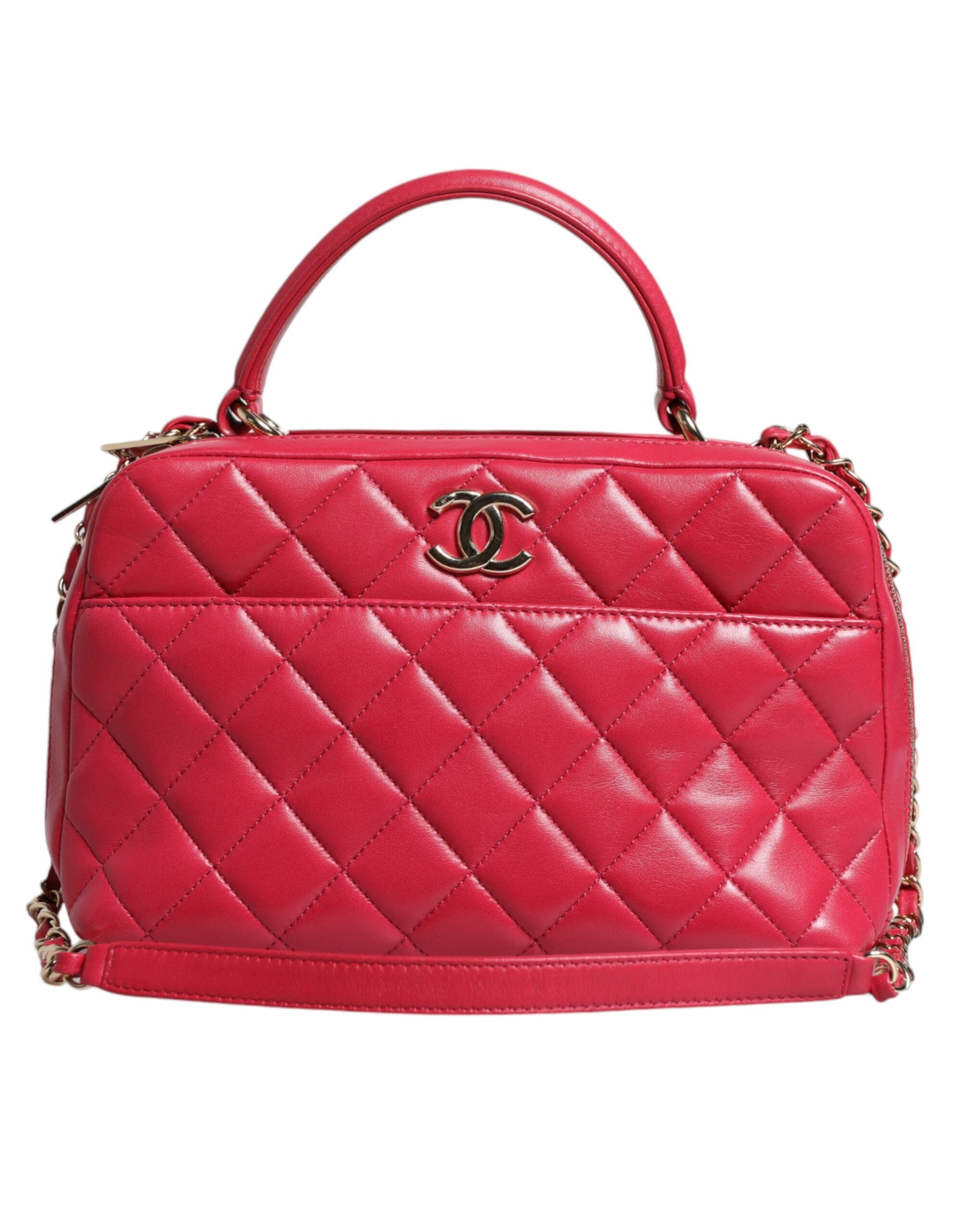 Chanel Seal Matelasse Chain Cc Lamb Skin Leather Pink Bag