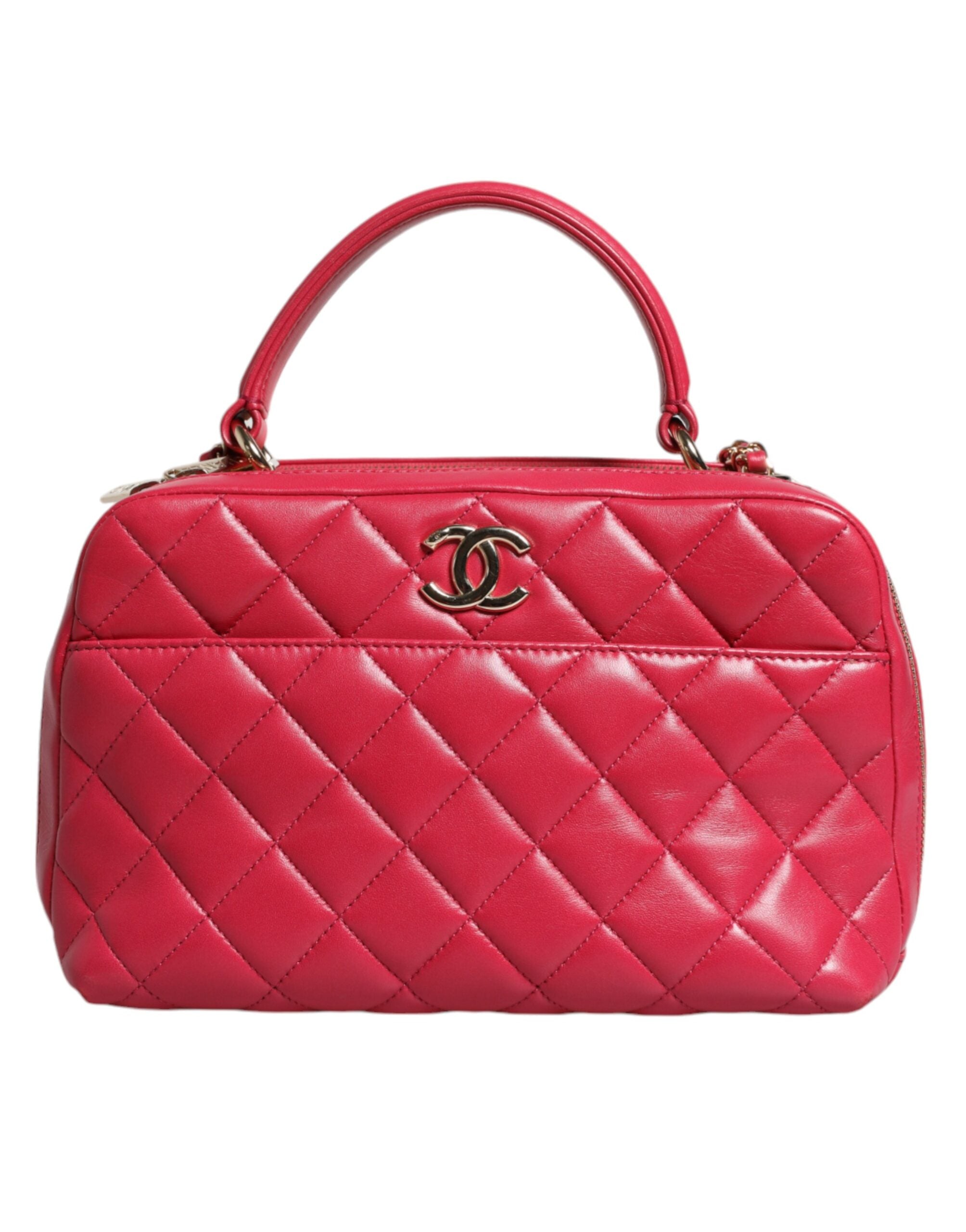 Chanel Seal Matelasse Chain Cc Lamb Skin Leather Pink Bag