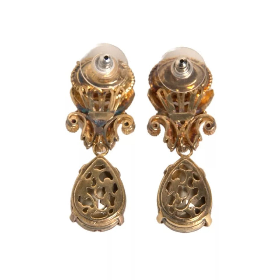 Dolce & Gabbana 925 Sterling Crystal Jewelry Dangling Gold Silver Brooch