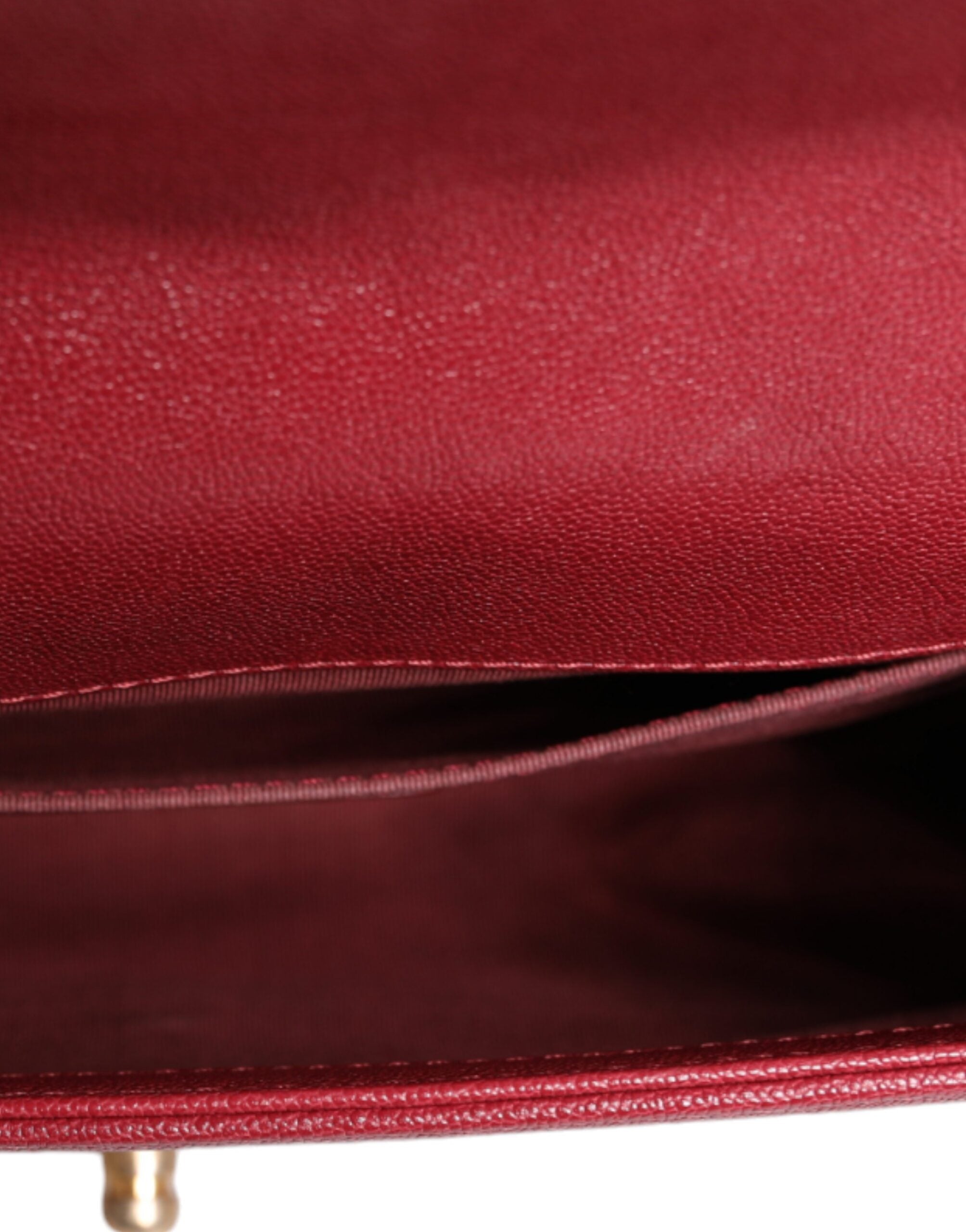 Chanel Leather Lambskin Double Chain Medium Shoulder Red Gold Bag