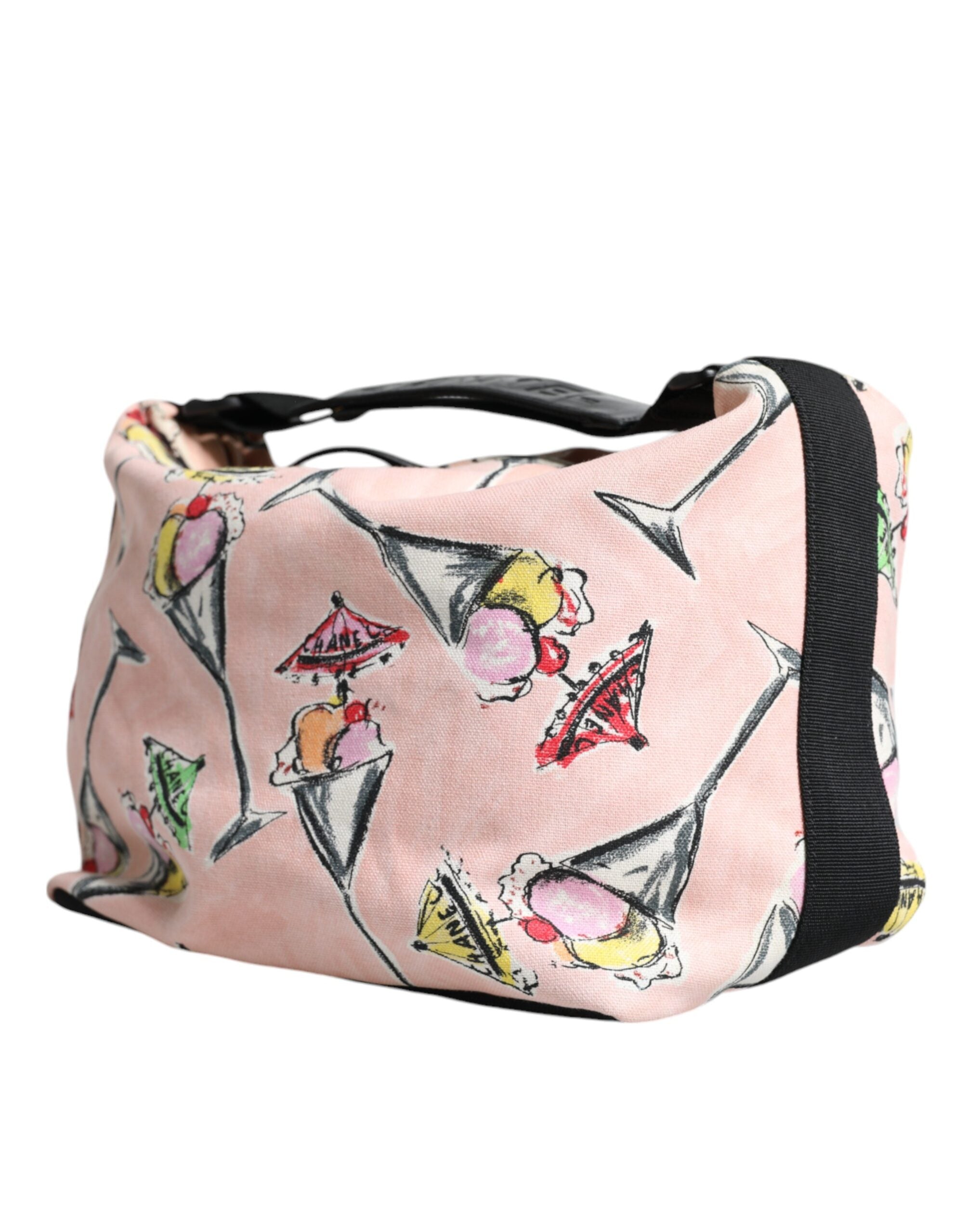 Chanel Cruise Collection Parfait Canvas Printed Bag Pink Purse