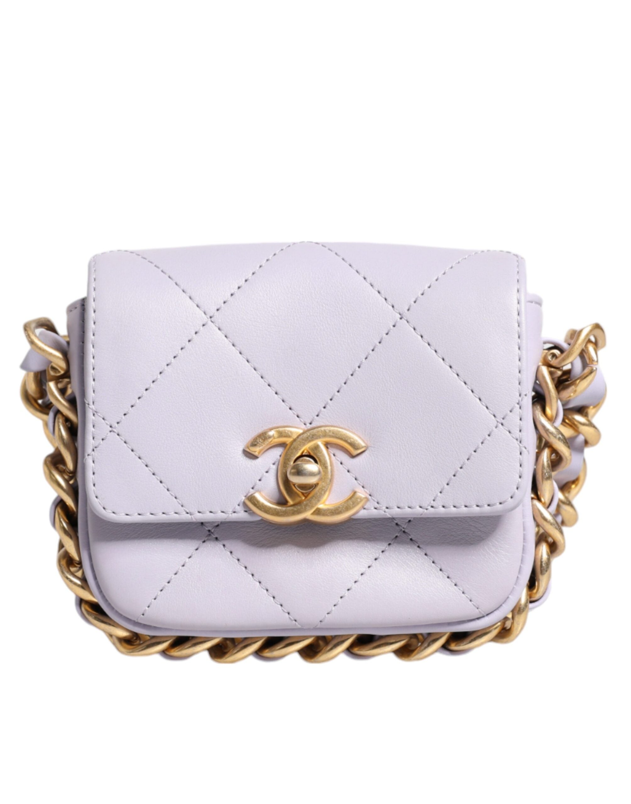 Chanel Quilted Calfskin Framing Chain Flap Mini Crossbody Blue Bag