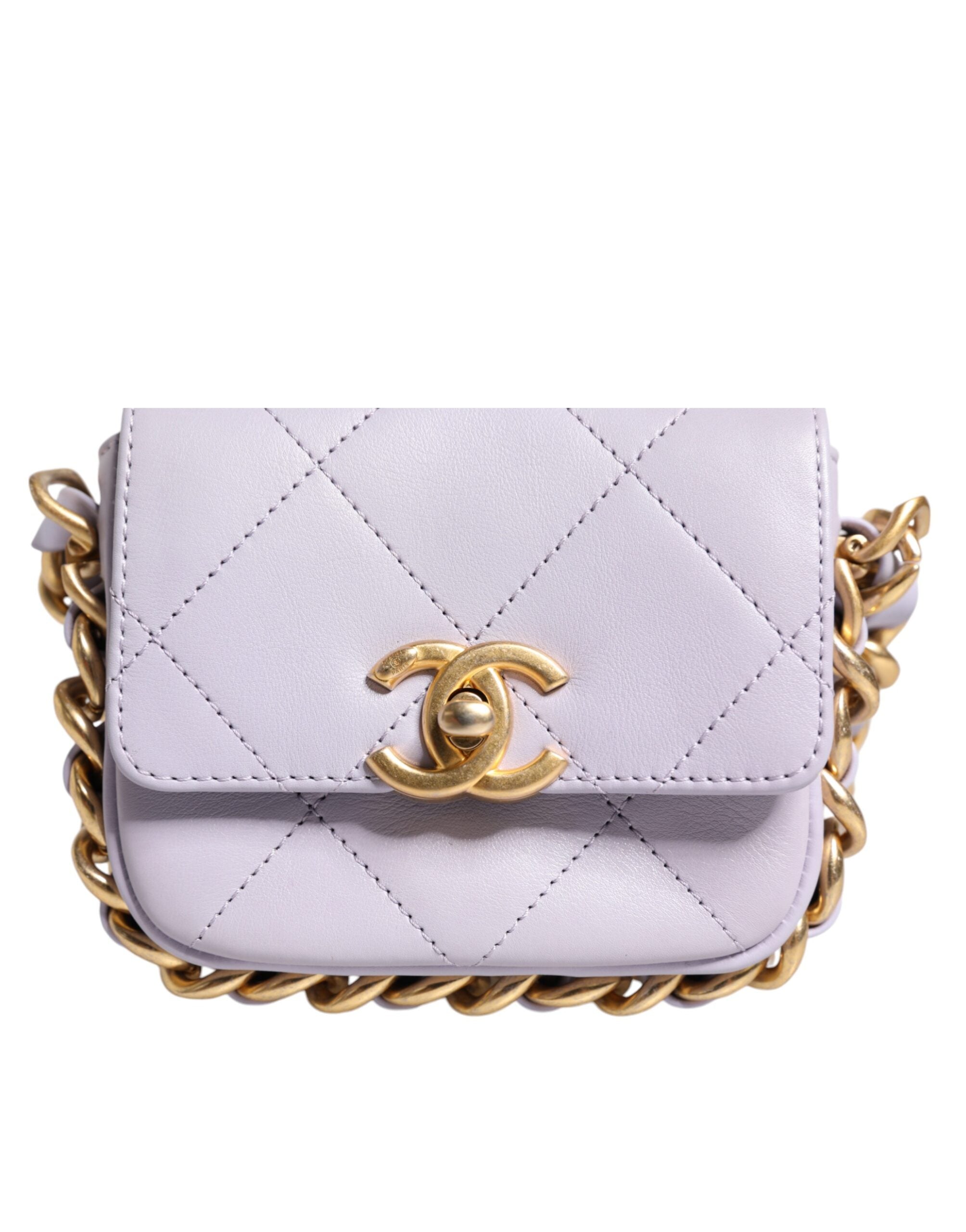 Chanel Quilted Calfskin Framing Chain Flap Mini Crossbody Blue Bag