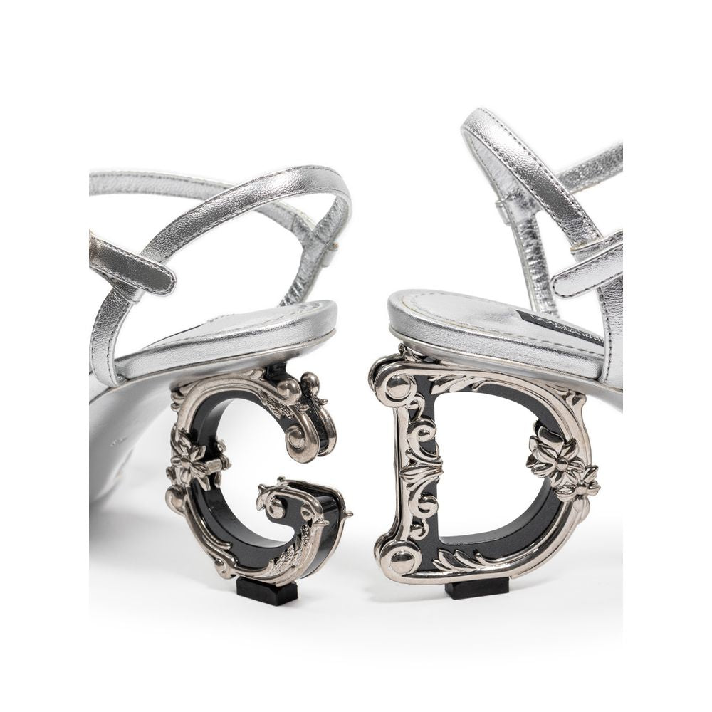Dolce & Gabbana Leather Silver Sandal