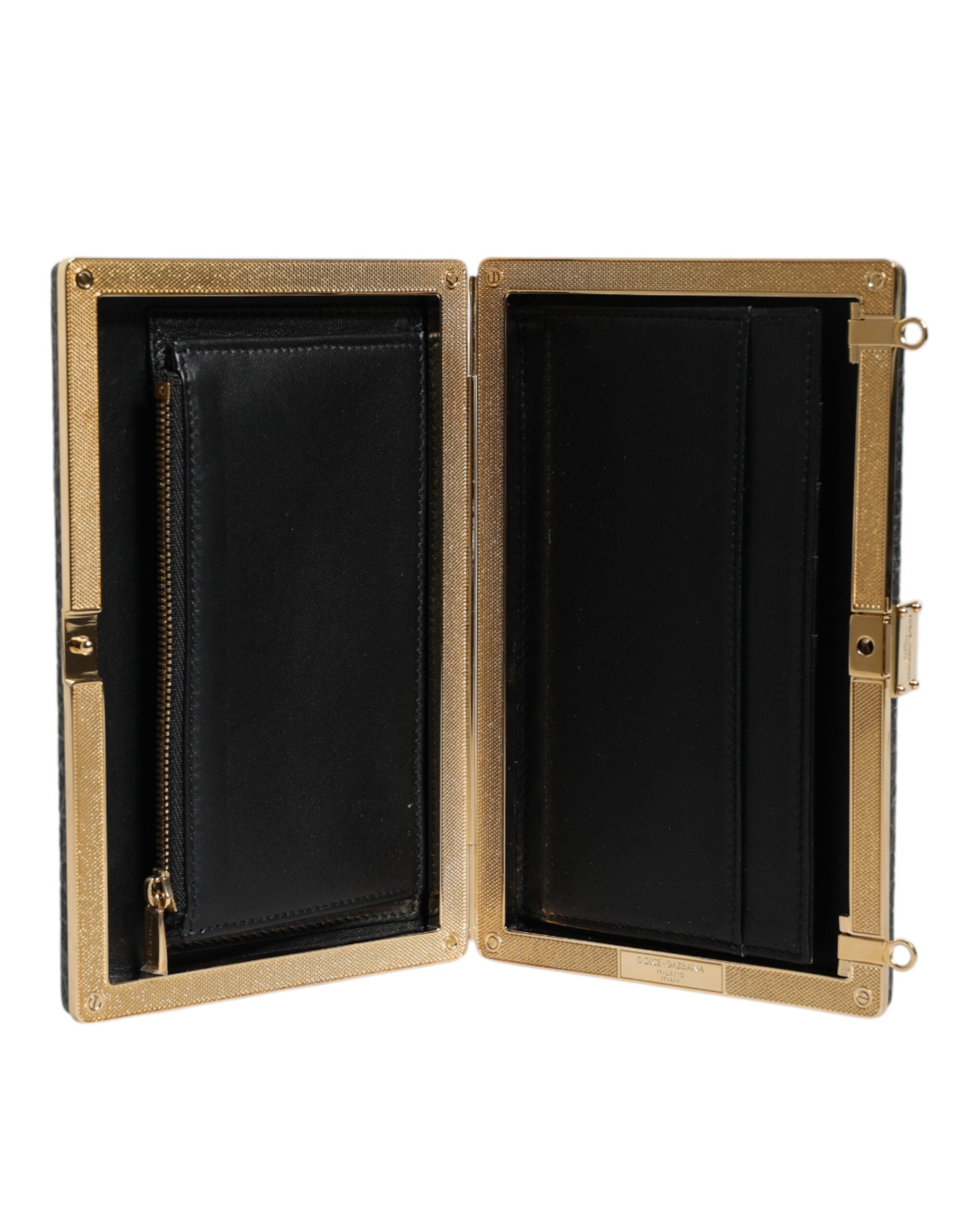 Dolce & Gabbana Leather Clutch Evening Crossbody Black Bag