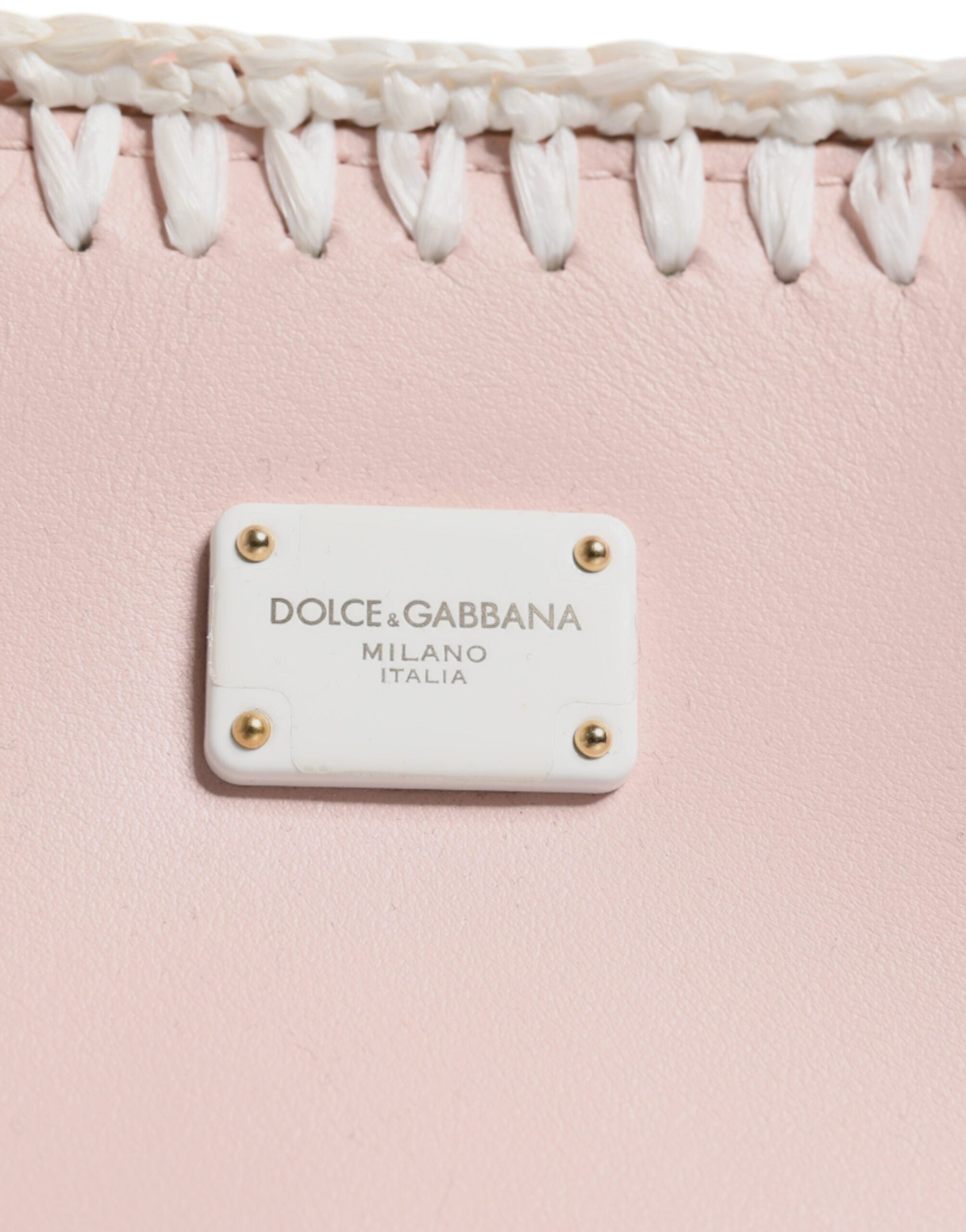 Dolce & Gabbana Light Logo Plaque Soft Leather Strap Crossbody Pink Bag