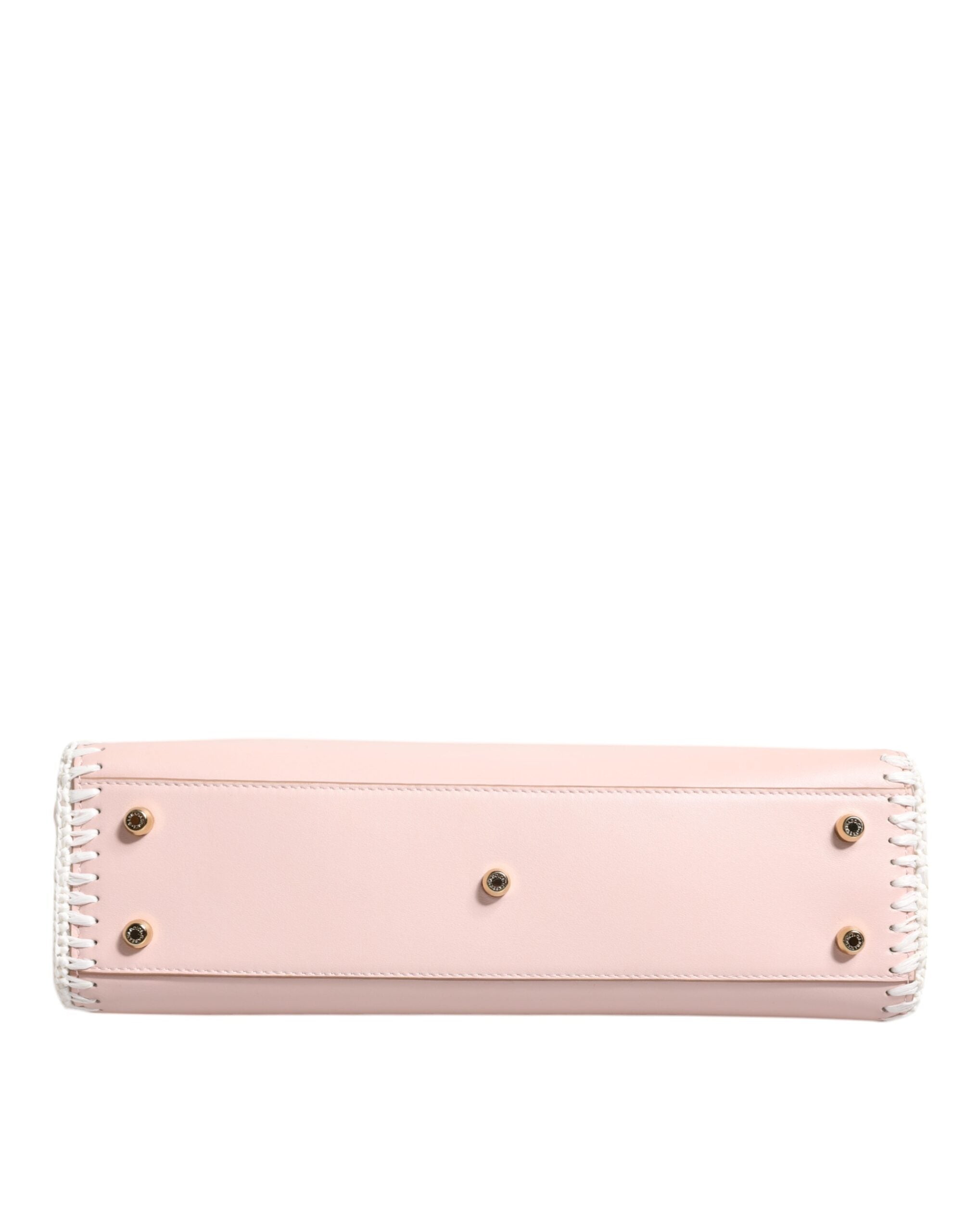 Dolce & Gabbana Light Logo Plaque Soft Leather Strap Crossbody Pink Bag