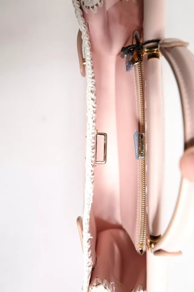 Dolce & Gabbana Light Logo Plaque Soft Leather Strap Crossbody Pink Bag