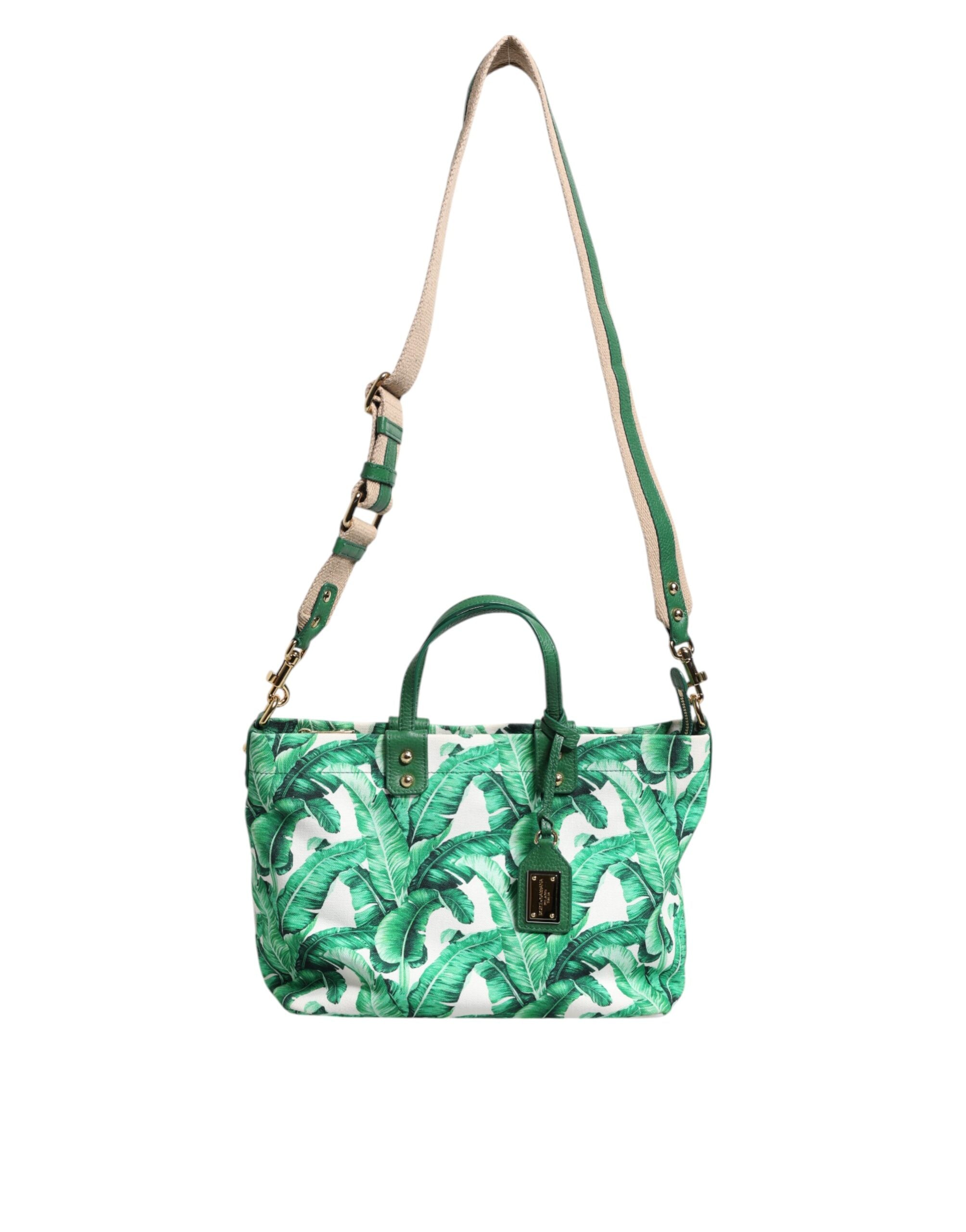 Dolce & Gabbana Canvas Botanical Garden Women Tote Green Bag