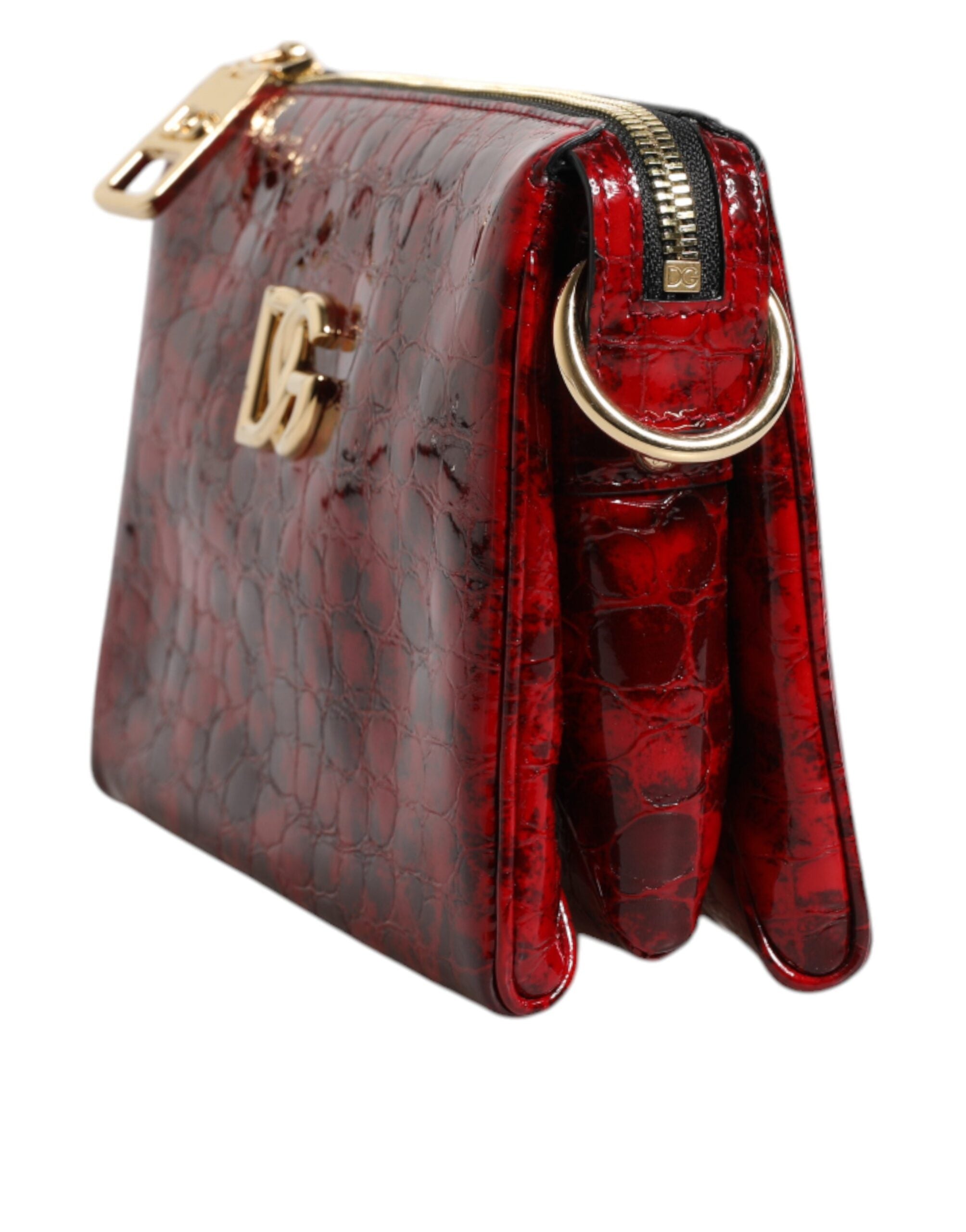 Dolce & Gabbana Exotic Leather Dg Logo Women Crossbody Red Bag