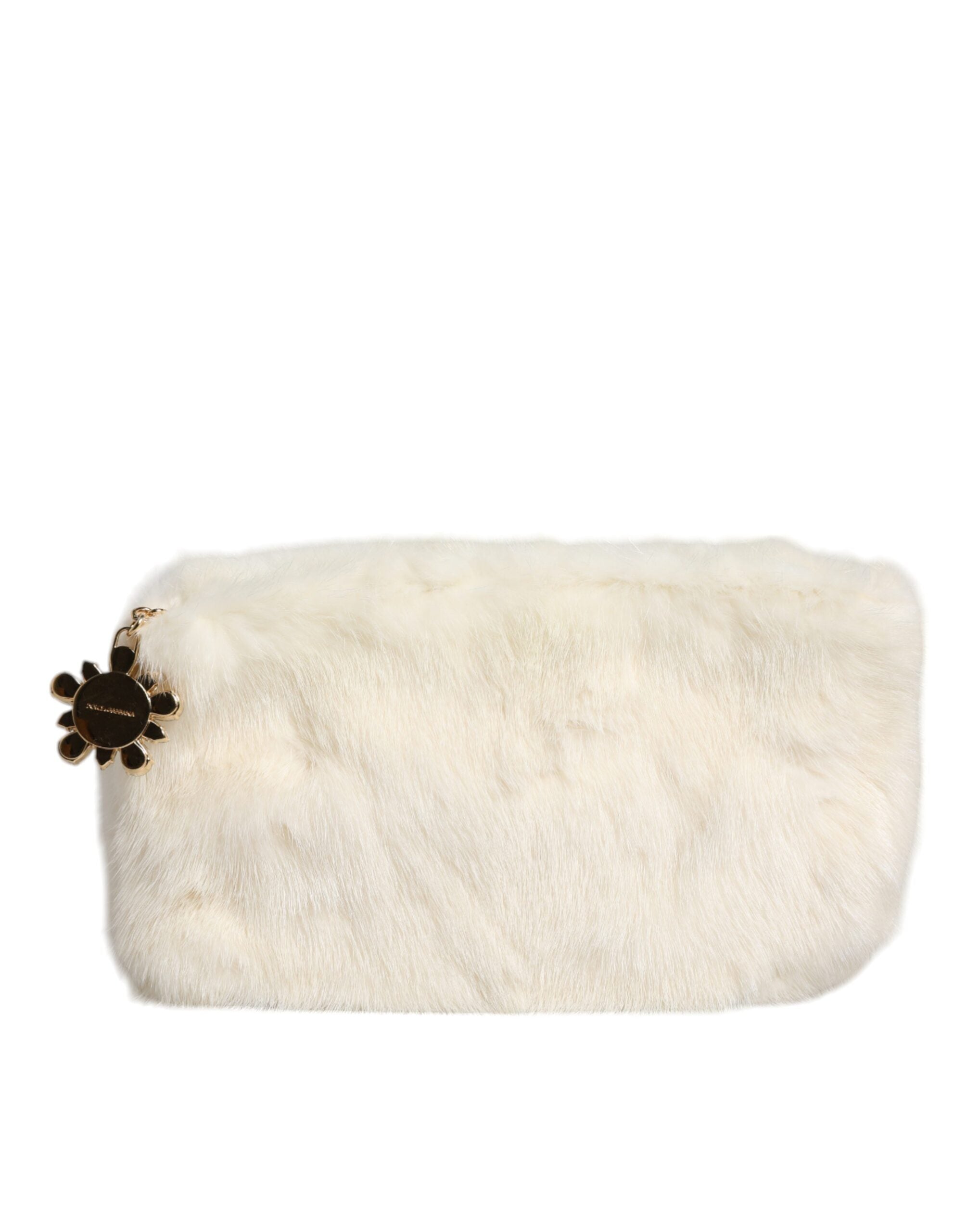 Dolce & Gabbana Fur Handbag Clutch Purse Pouch White Bag