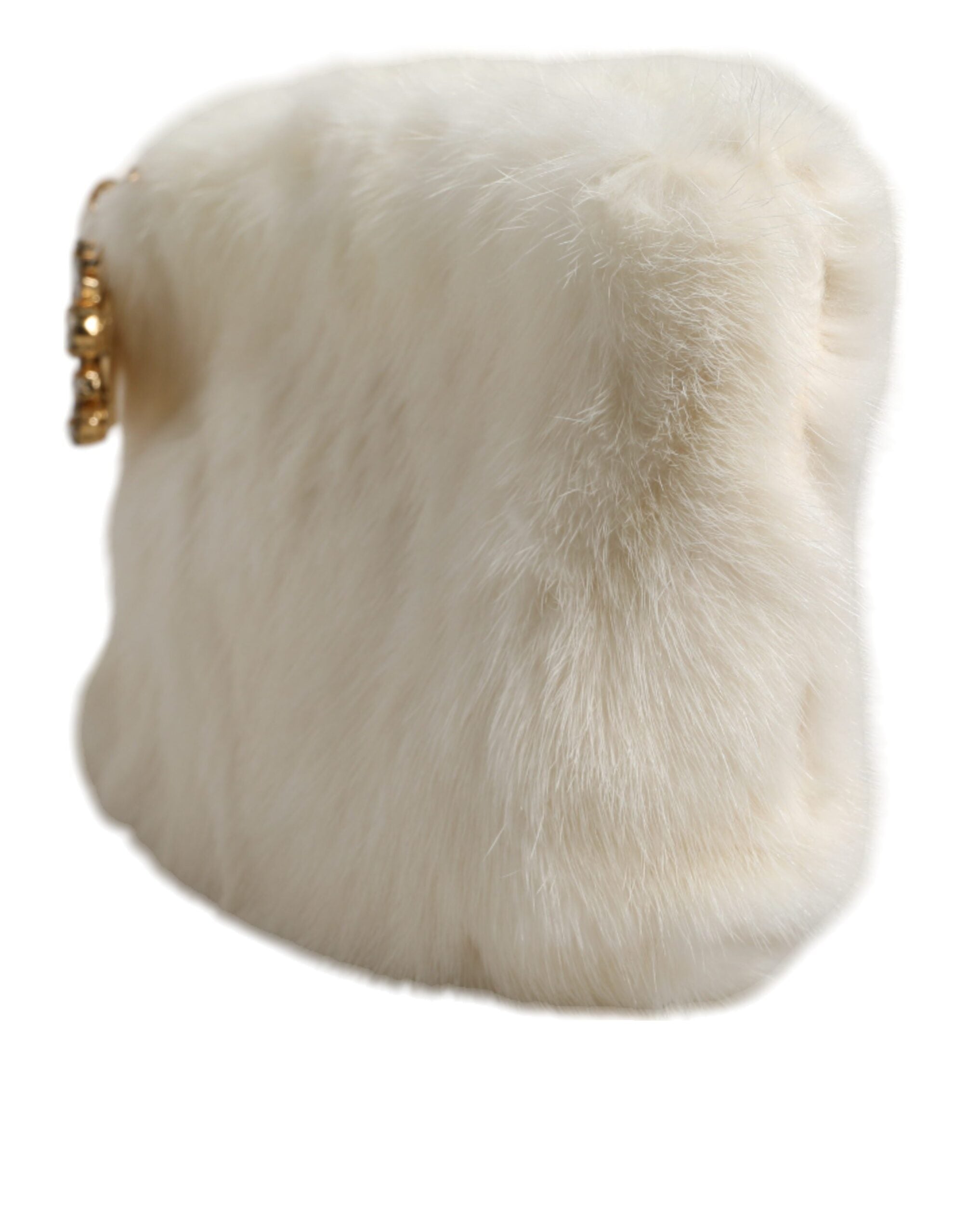 Dolce & Gabbana Fur Handbag Clutch Purse Pouch White Bag