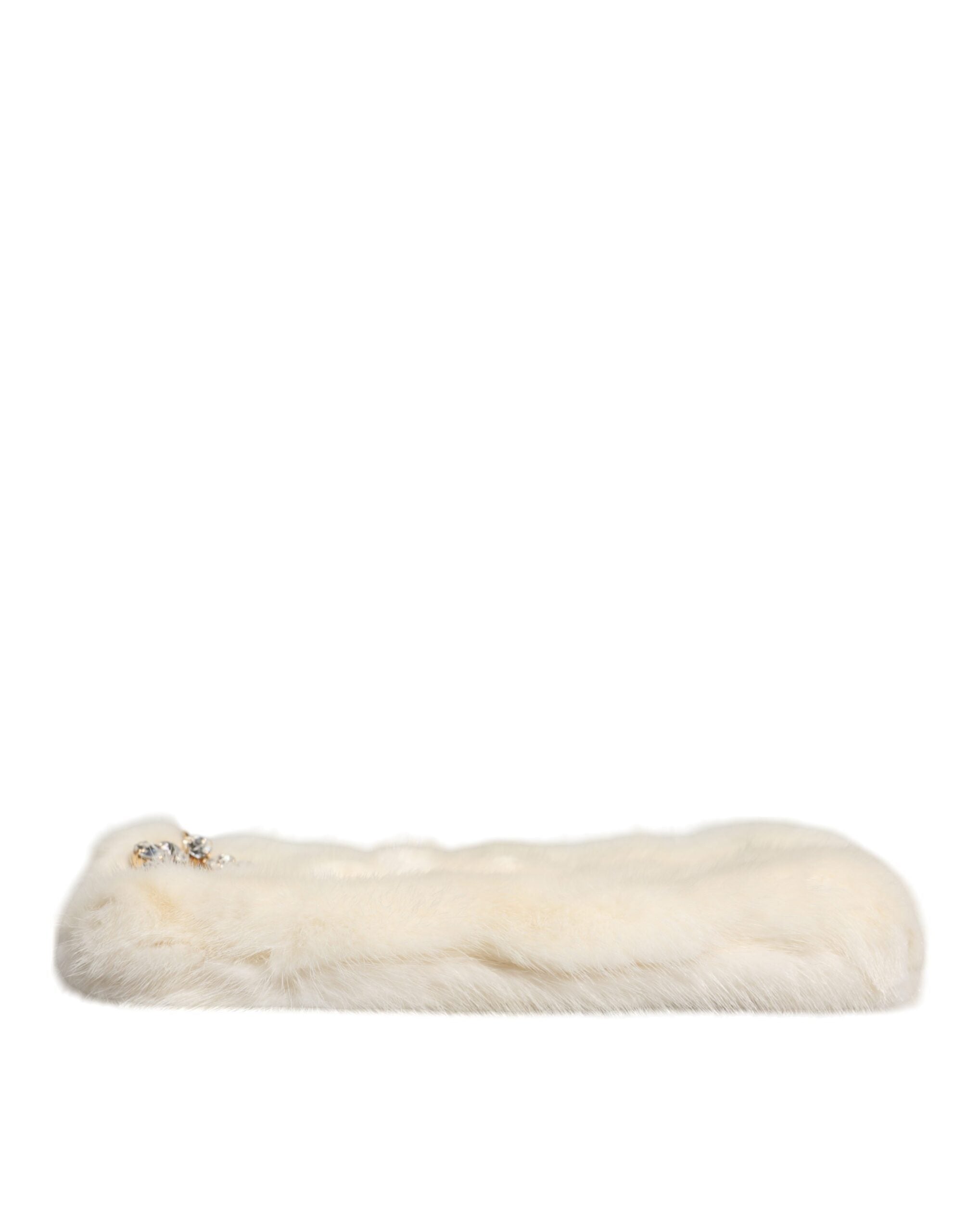 Dolce & Gabbana Fur Handbag Clutch Purse Pouch White Bag