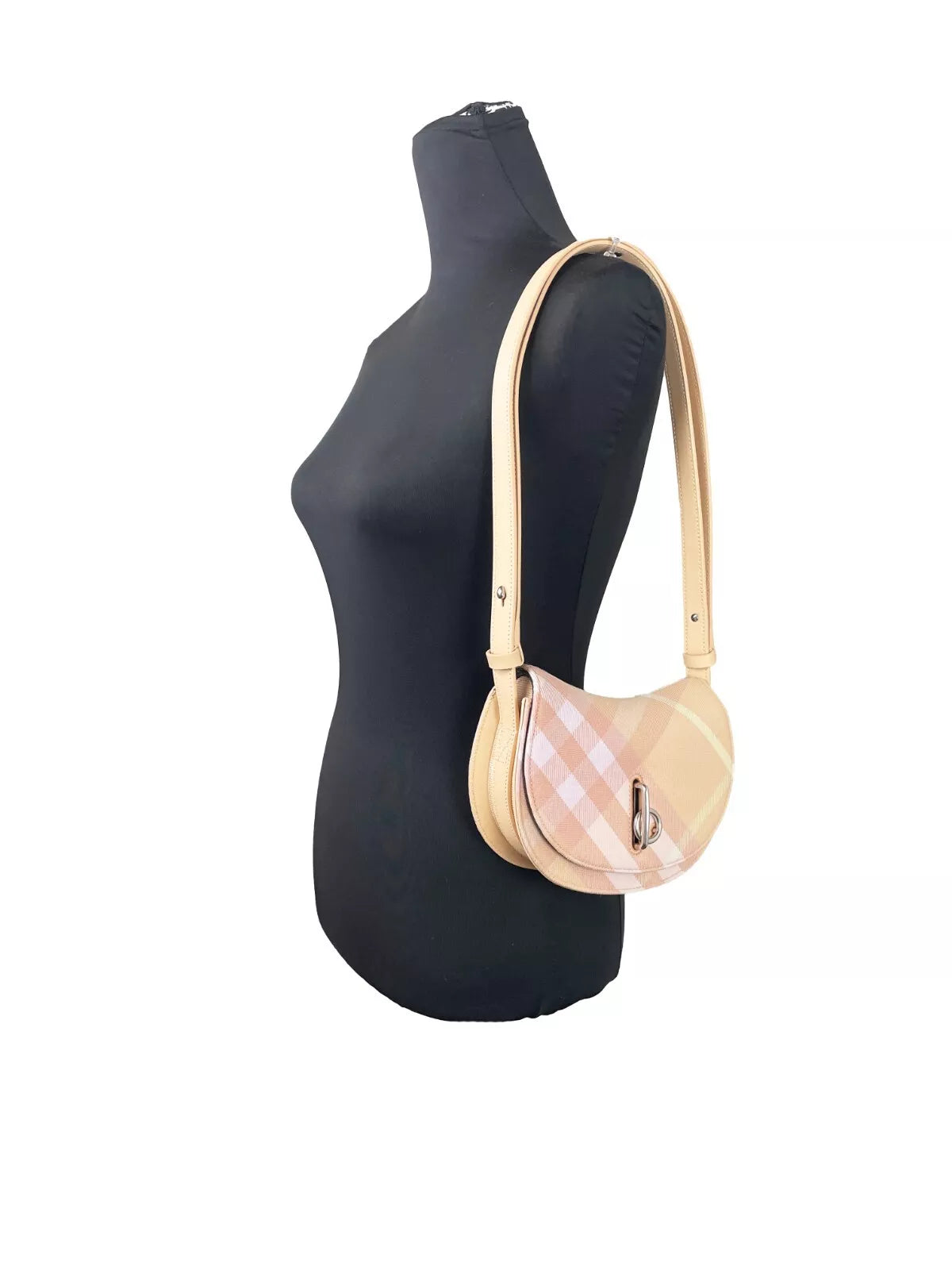 Burberry Mini Check Rocking Horse Crossbody Bag Peach Purse