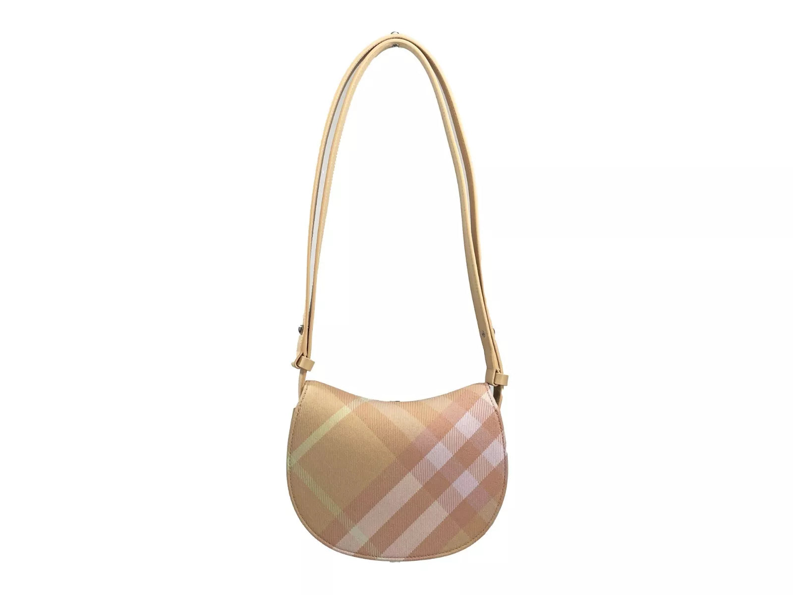 Burberry Mini Check Rocking Horse Crossbody Bag Peach Purse