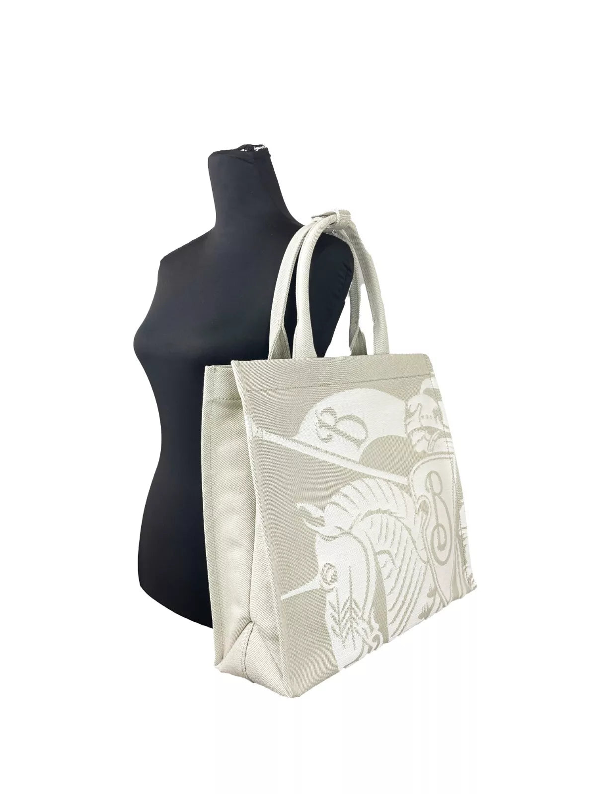 Burberry Ekd Canvas Tote Bag With Coin Beige Pouch