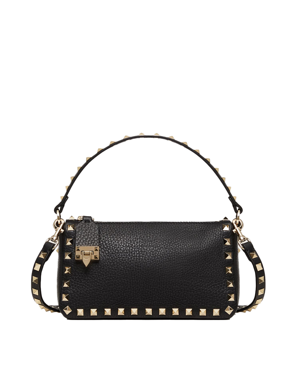 Valentino Garavani Garnet Calfskin Small Rockstud Shoulder Black Bag