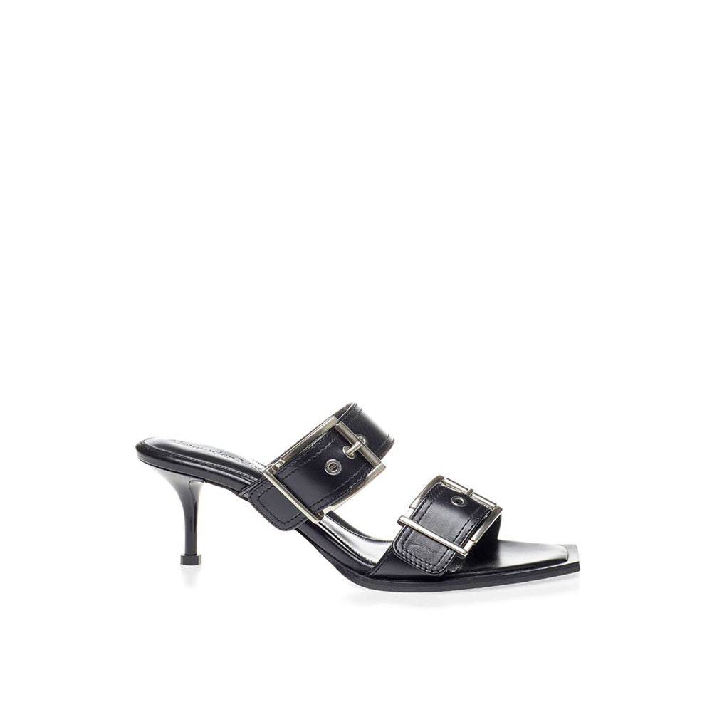Alexander Mcqueen Elevate Your Steps In Timeless Leather Black Sandals