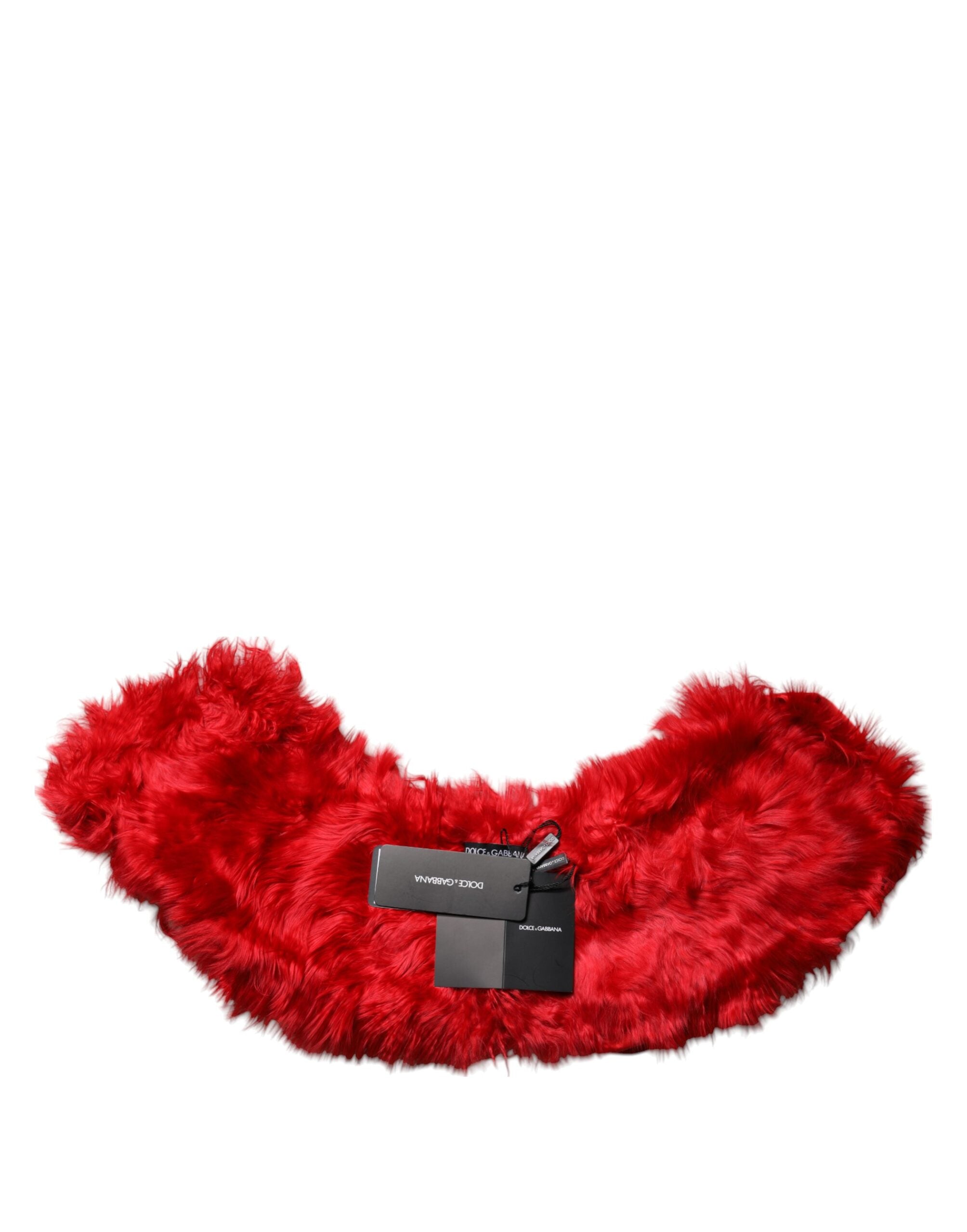 Dolce & Gabbana Alpaca Fur Women Neck Warmer Winter Red Scarf