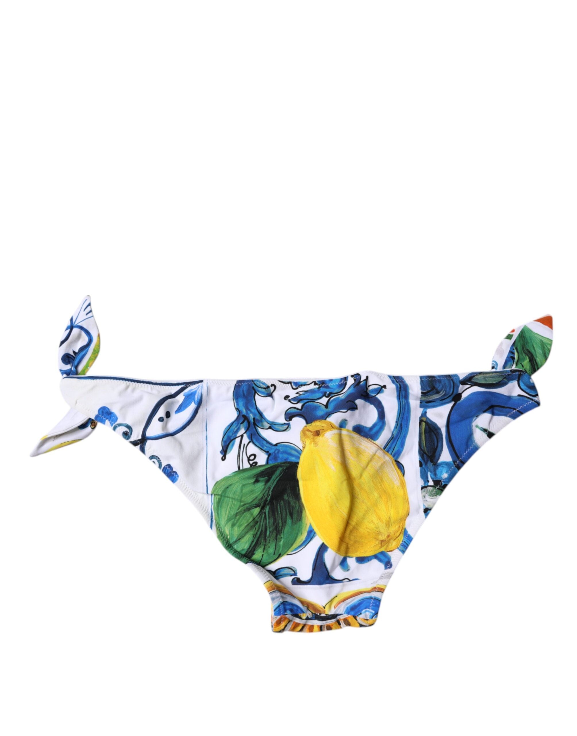 Dolce & Gabbana Majolica Swimsuit Bikini Bottom White Swimwear
