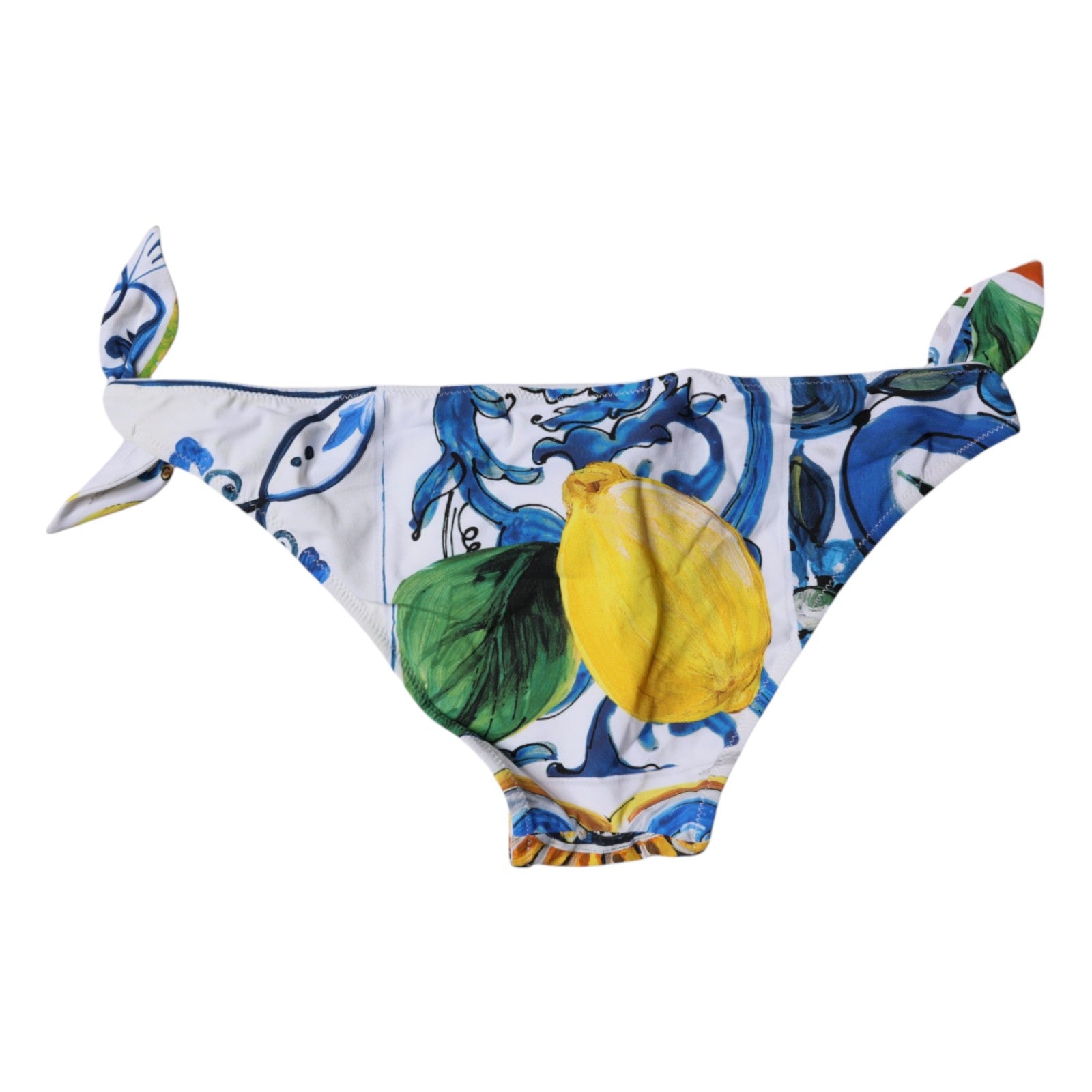 Dolce & Gabbana Majolica Swimsuit Bikini Bottom White Swimwear